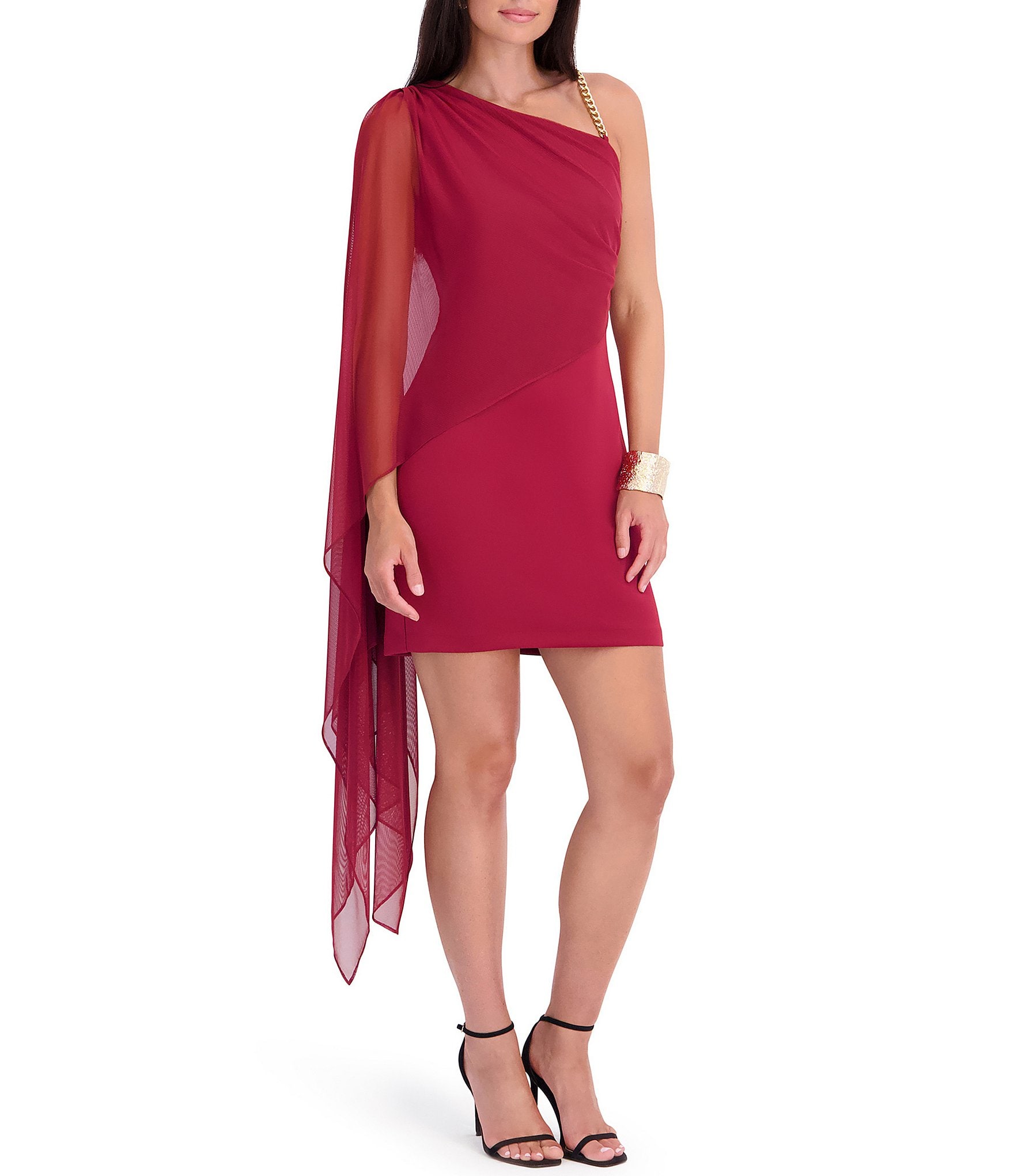 Siena One Shoulder Cape Sleeve Dress