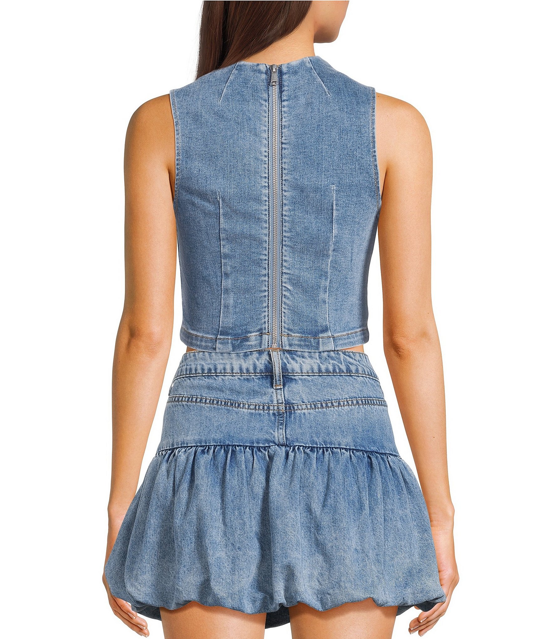 Signature 8 High Neck Denim Mini Top