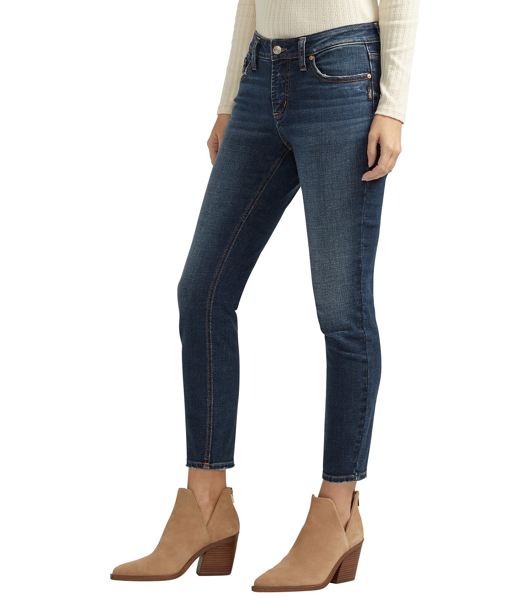 Silver Jeans Co Elyse Mid Rise Power Stretch Skinny Jeans