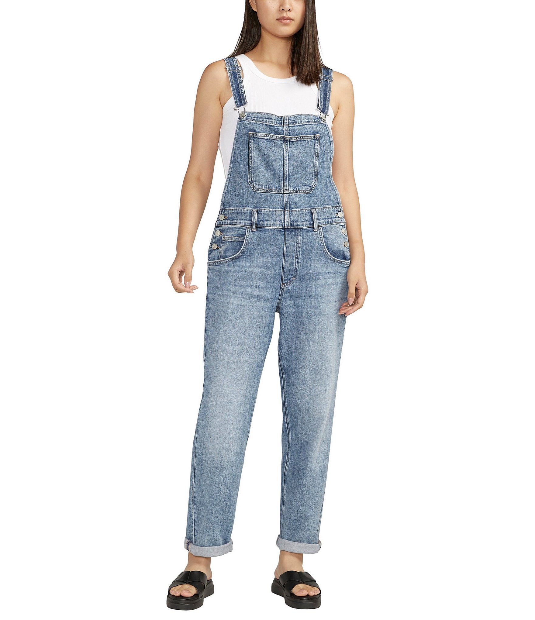 Silver Jeans Co. Baggy Low Stretch Straight Leg Overalls | Dillard's
