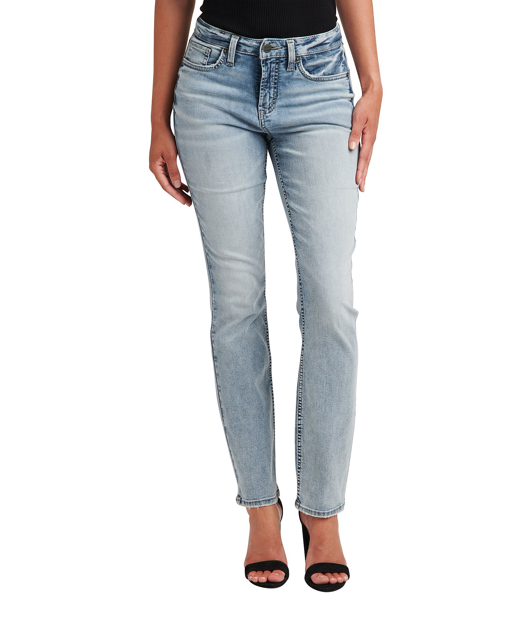 Silver Jeans Co. Curvy High Rise Slim Straight Leg Jeans | Dillard's