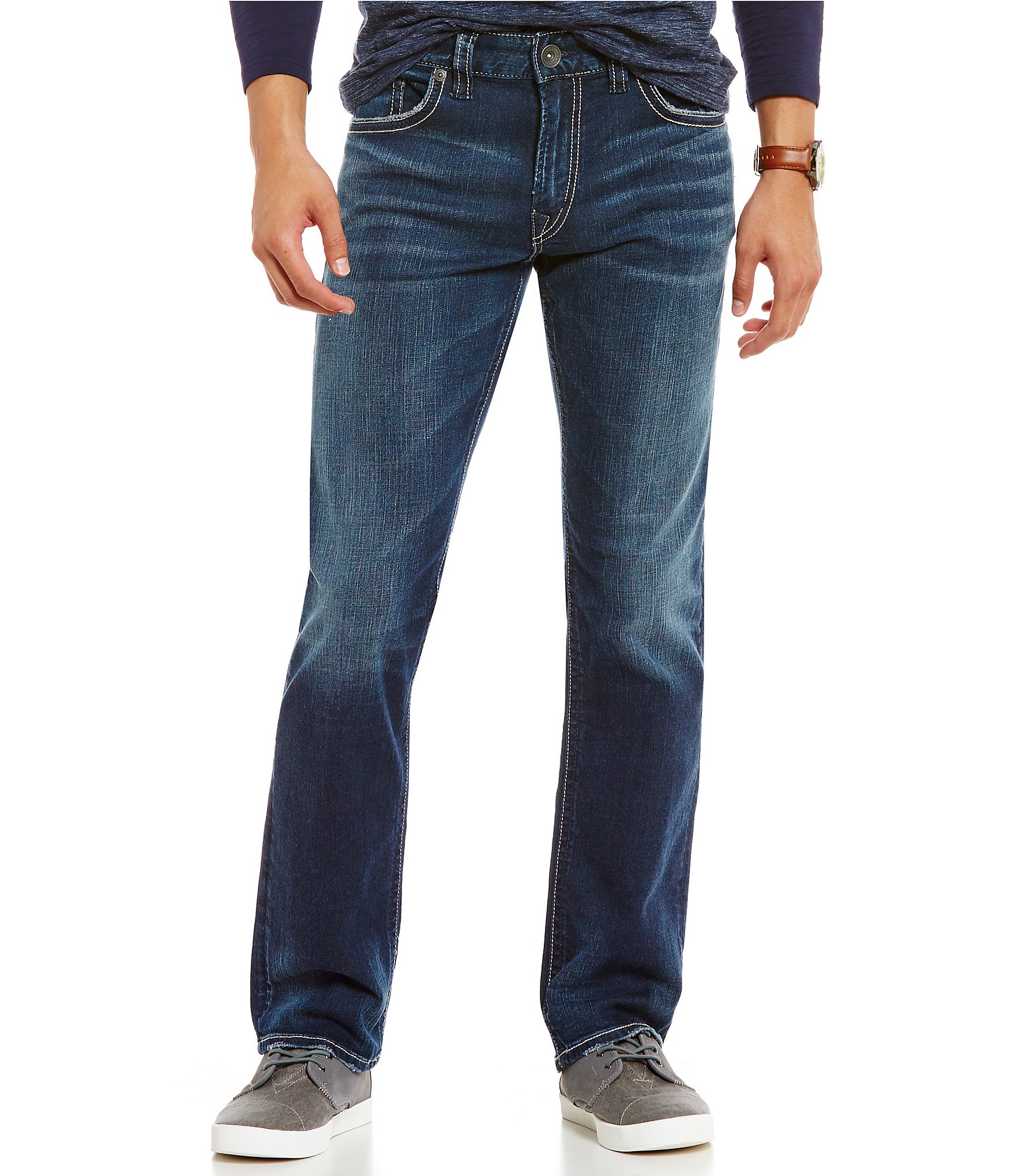 Silver Jeans Co. Eddie Relaxed Tapered-Fit Dark Wash Jeans