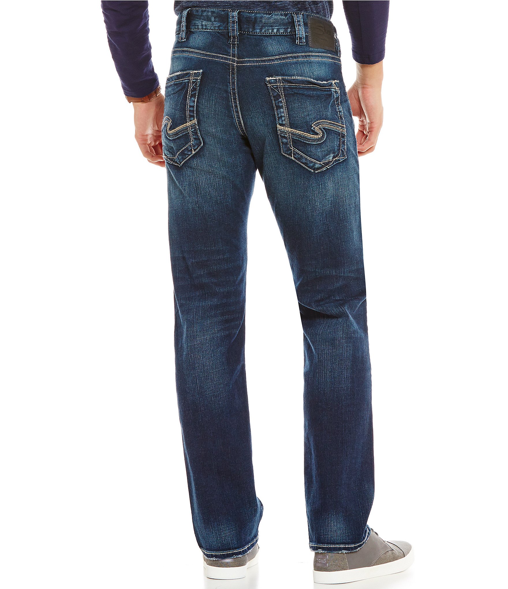 Silver Jeans Co. Eddie Relaxed Tapered-Fit Dark Wash Jeans