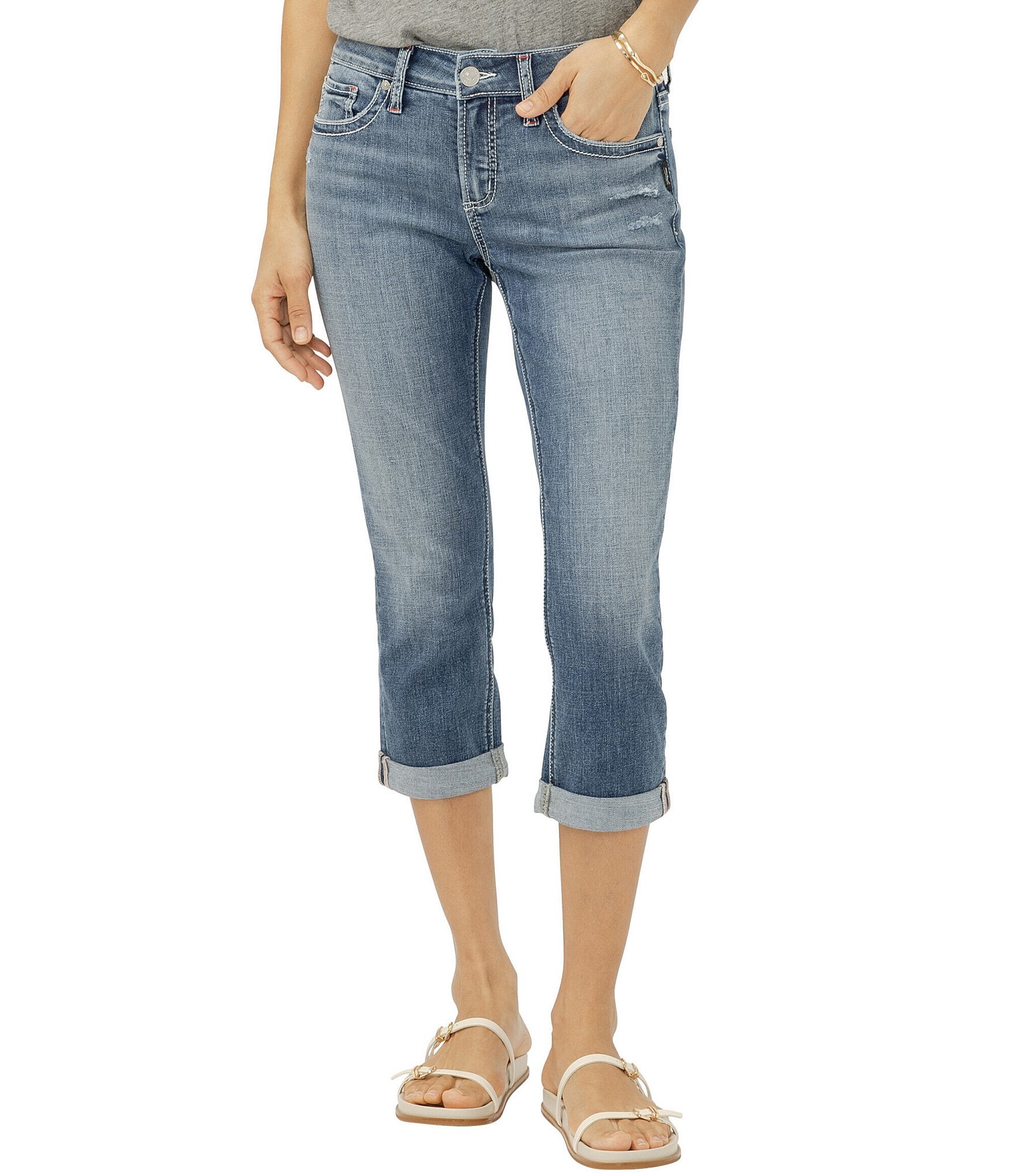 Silver Jeans Co. Elyse Mid Rise Americana Capri Pants