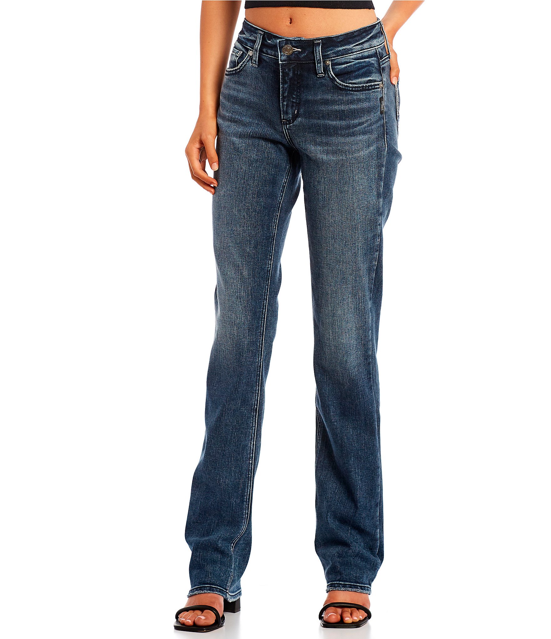 Silver Jeans Co. Elyse Mid Rise Recycled Polyester Slim Bootcut Jeans ...