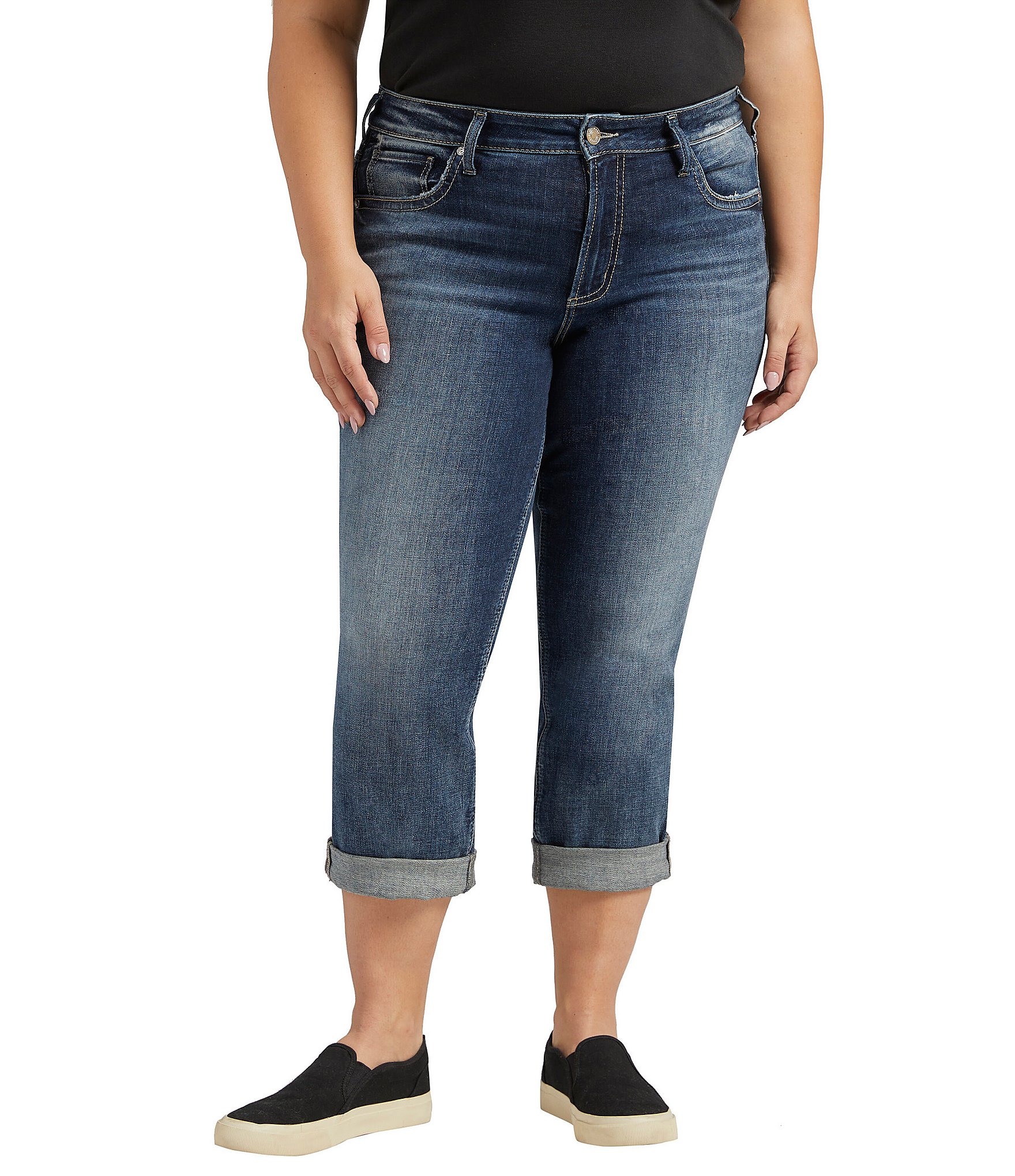 Silver Jeans Co. Plus Size Avery High Rise Cuffed Capri Jeans | Dillard's