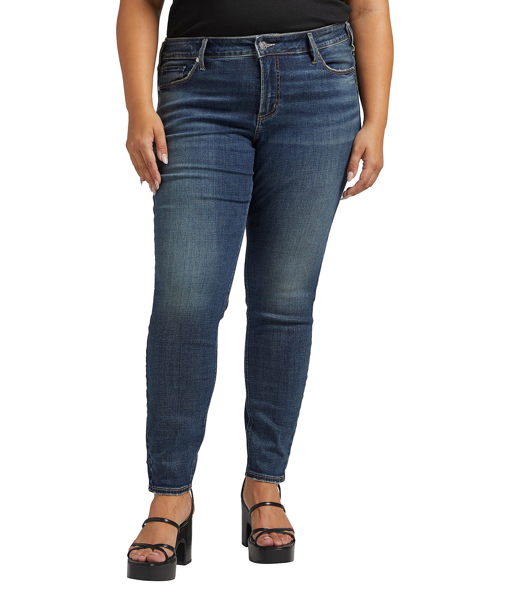 Silver Jeans Co. Plus Size Elyse Mid Rise Skinny Jeans | Dillard's