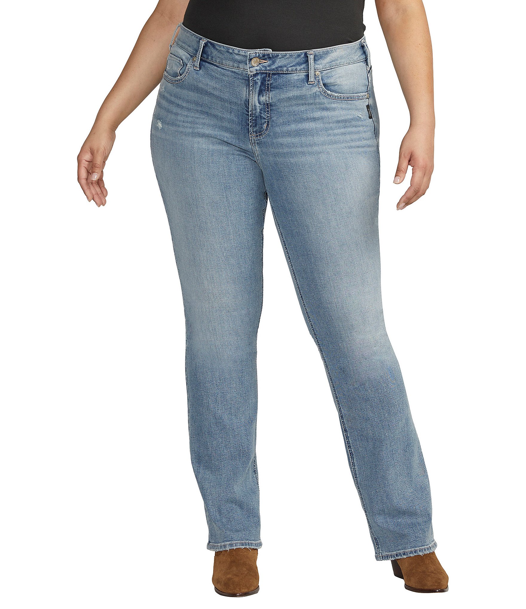 Silver Jeans Co. Plus Size Elyse Mid Rise Slim Bootcut Jeans | Dillard's