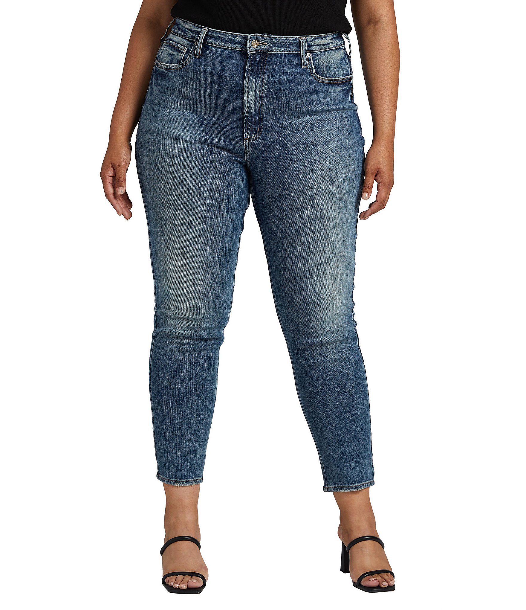 Silver Jeans Co. Plus Size High Rise Stretch Denim Skinny Ankle Mom ...