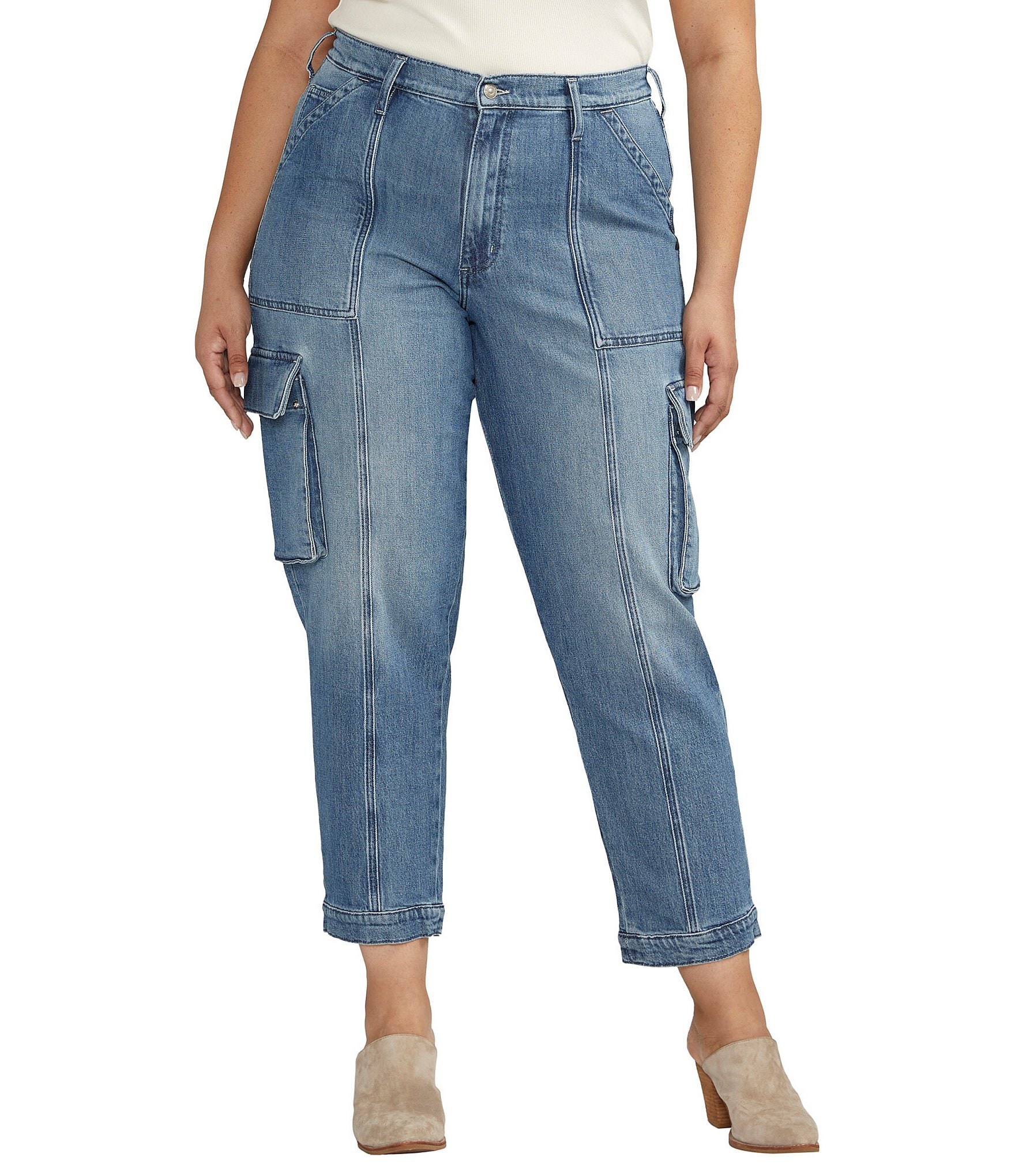 Silver Jeans Co. Plus Size High-Rise Tapered Cargo Jeans | Dillard's