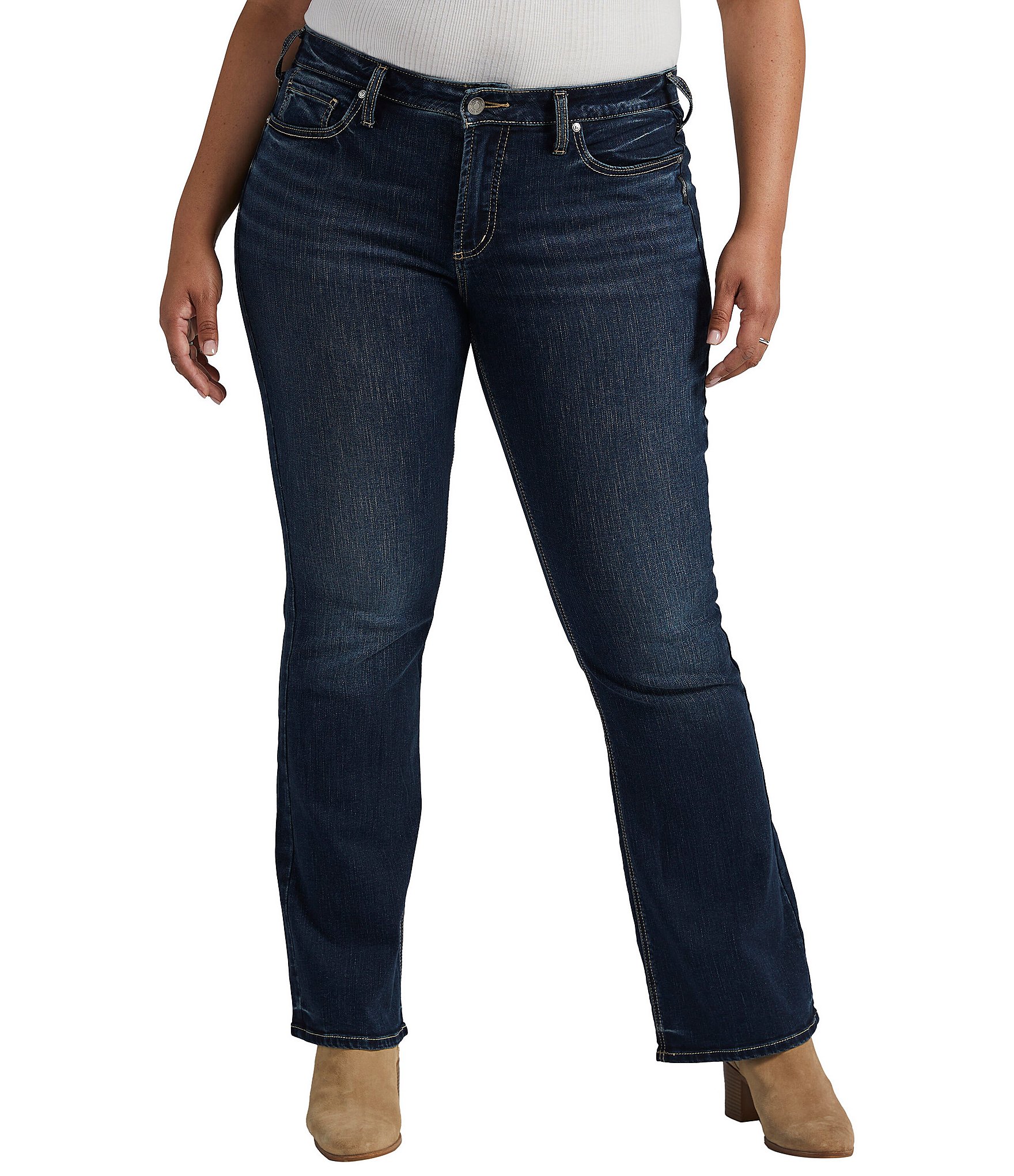Silver Jeans Co. Plus Size Suki Mid Rise Bootcut 5-Pocket Stretch Denim ...