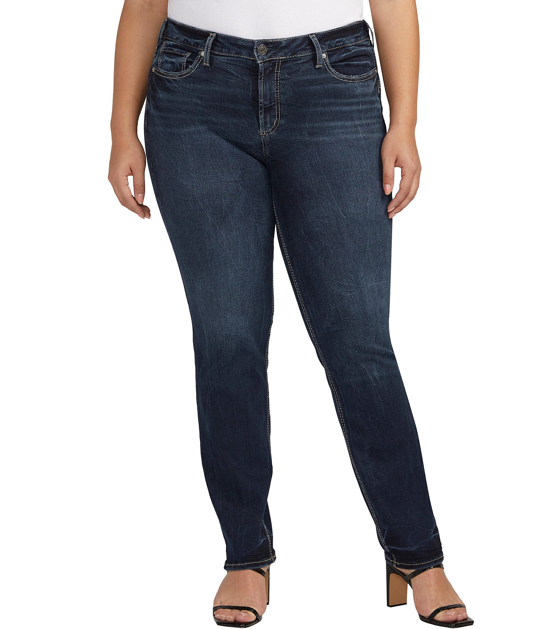 Silver Jeans Co. Plus Size Suki Mid-Rise Straight Leg Jeans | Dillard's