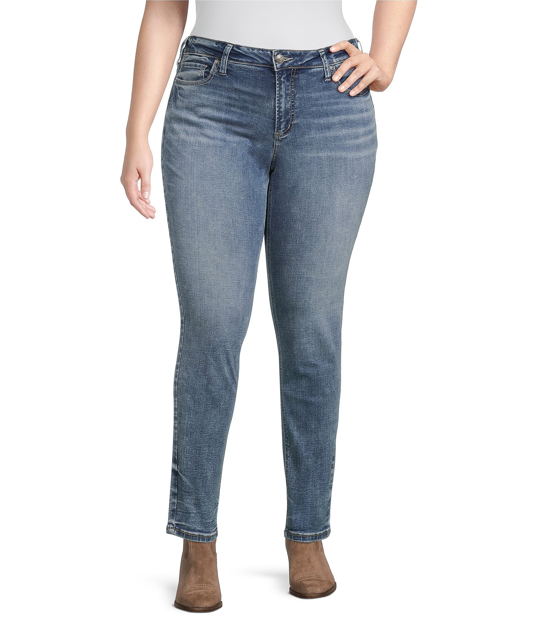 Silver Jeans Co. Plus Size Suki Mid Rise Stretch Denim Skinny Jeans ...