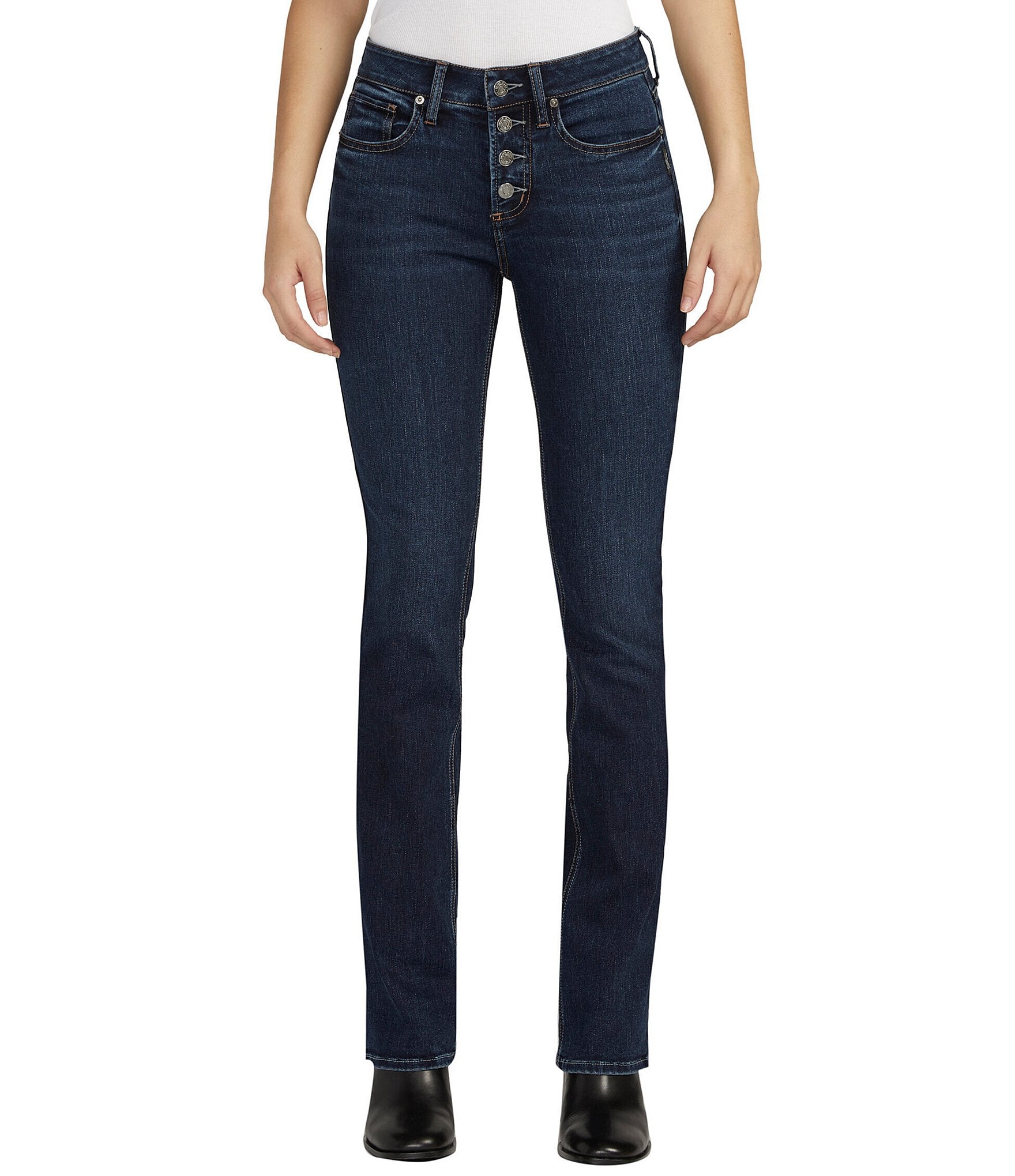 Silver Jeans Co. Suki Mid Rise Exposed Button-Fly Slim Bootcut Jeans ...