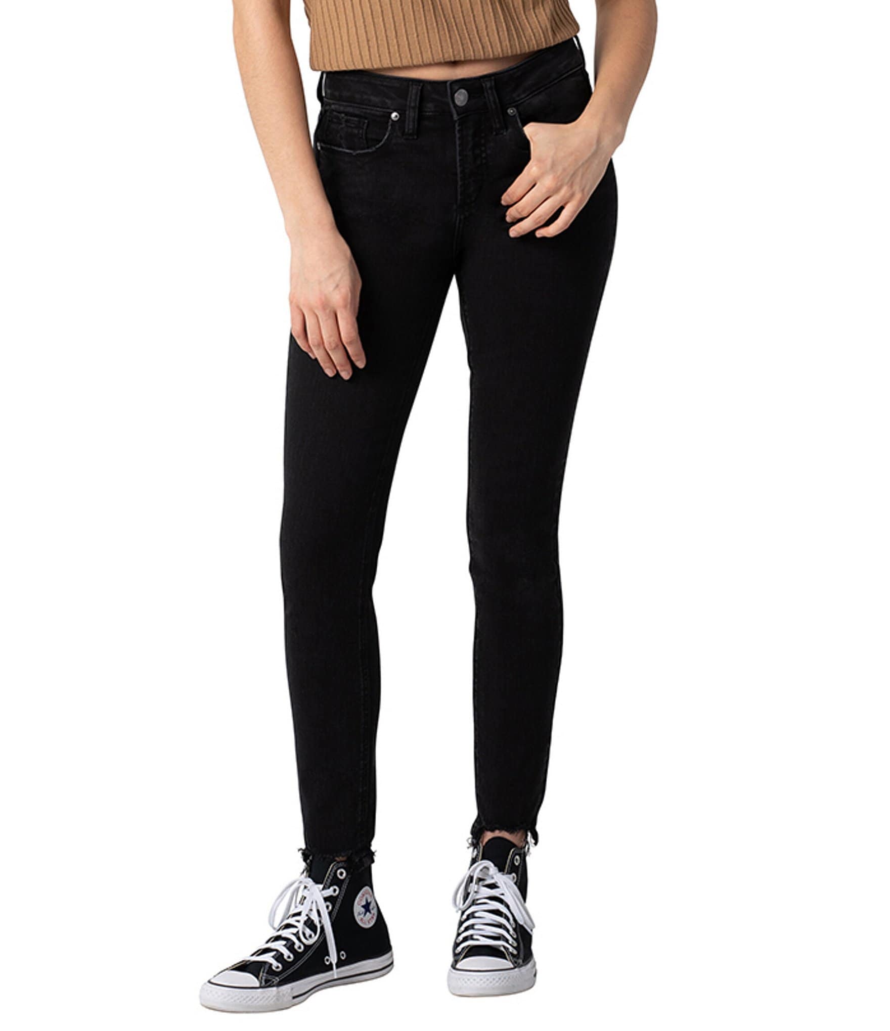 Silver Jeans Co. Suki Mid Rise Frayed Hem Stretch Skinny Jeans | Dillard's