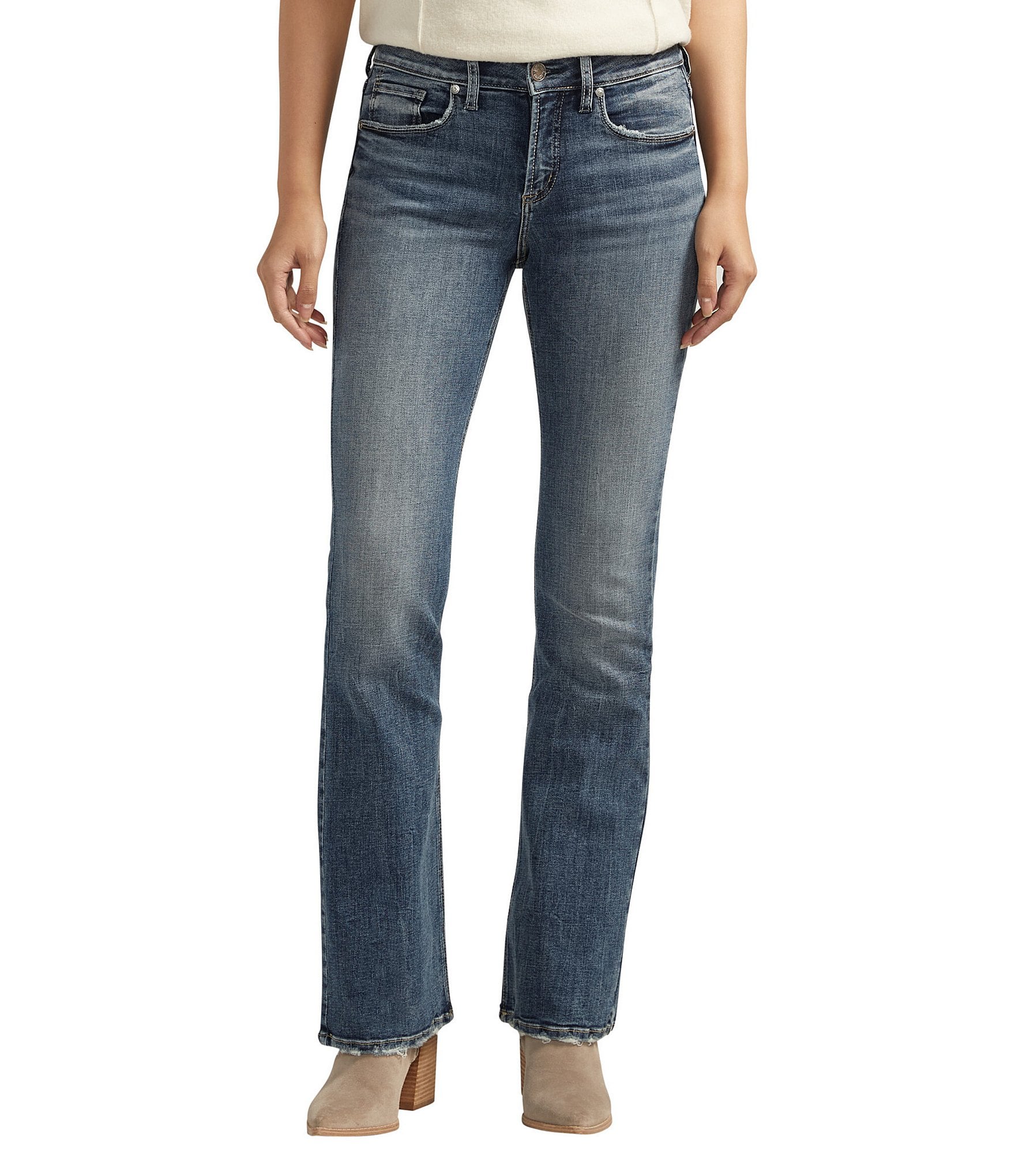【in a row】Low Rise Mid Bue Bootcut Denim Free Shipping! Rock & Republic Women's Kassandra Mid Rise
