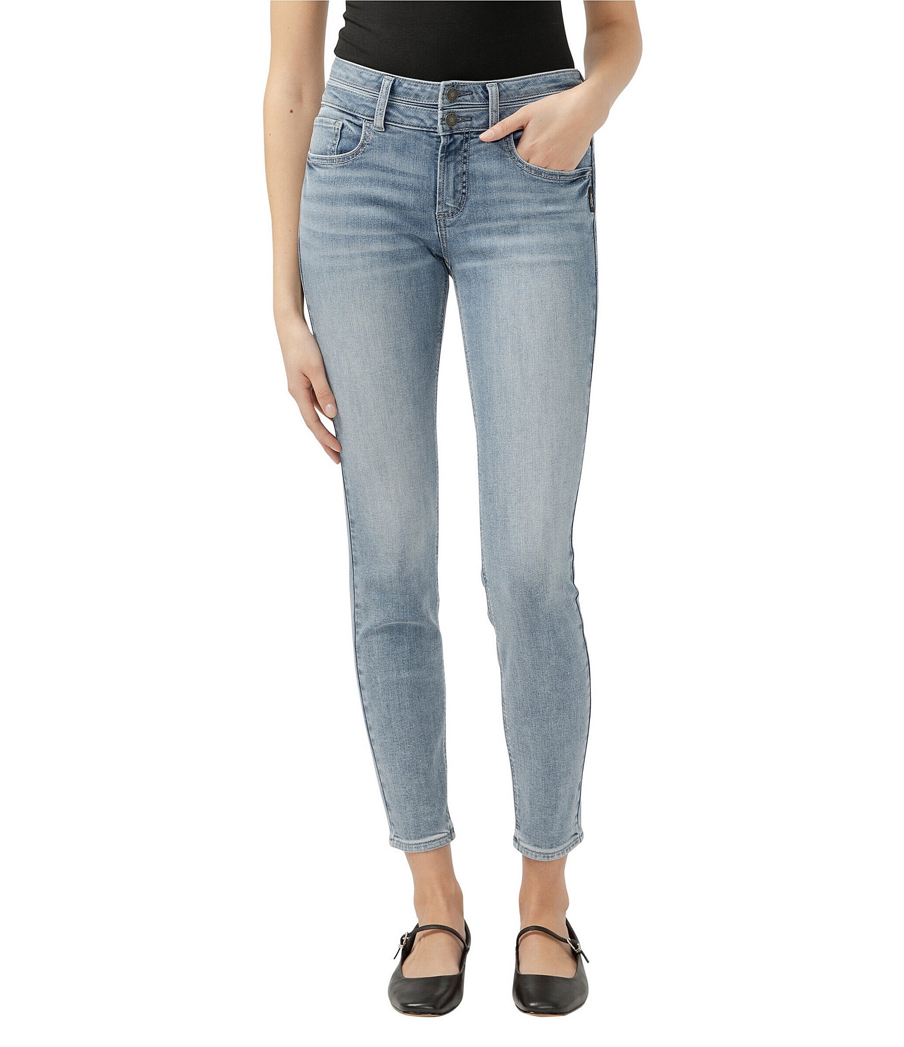 Silver Jeans Co. Suki Mid Rise 2-Button Skinny Jeans | Dillard's