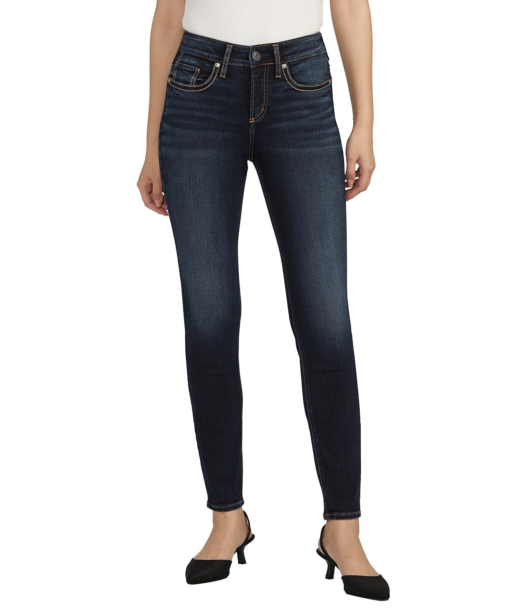 Silver Jeans Co. Suki Mid Rise Dark Wash Skinny Jeans | Dillard's