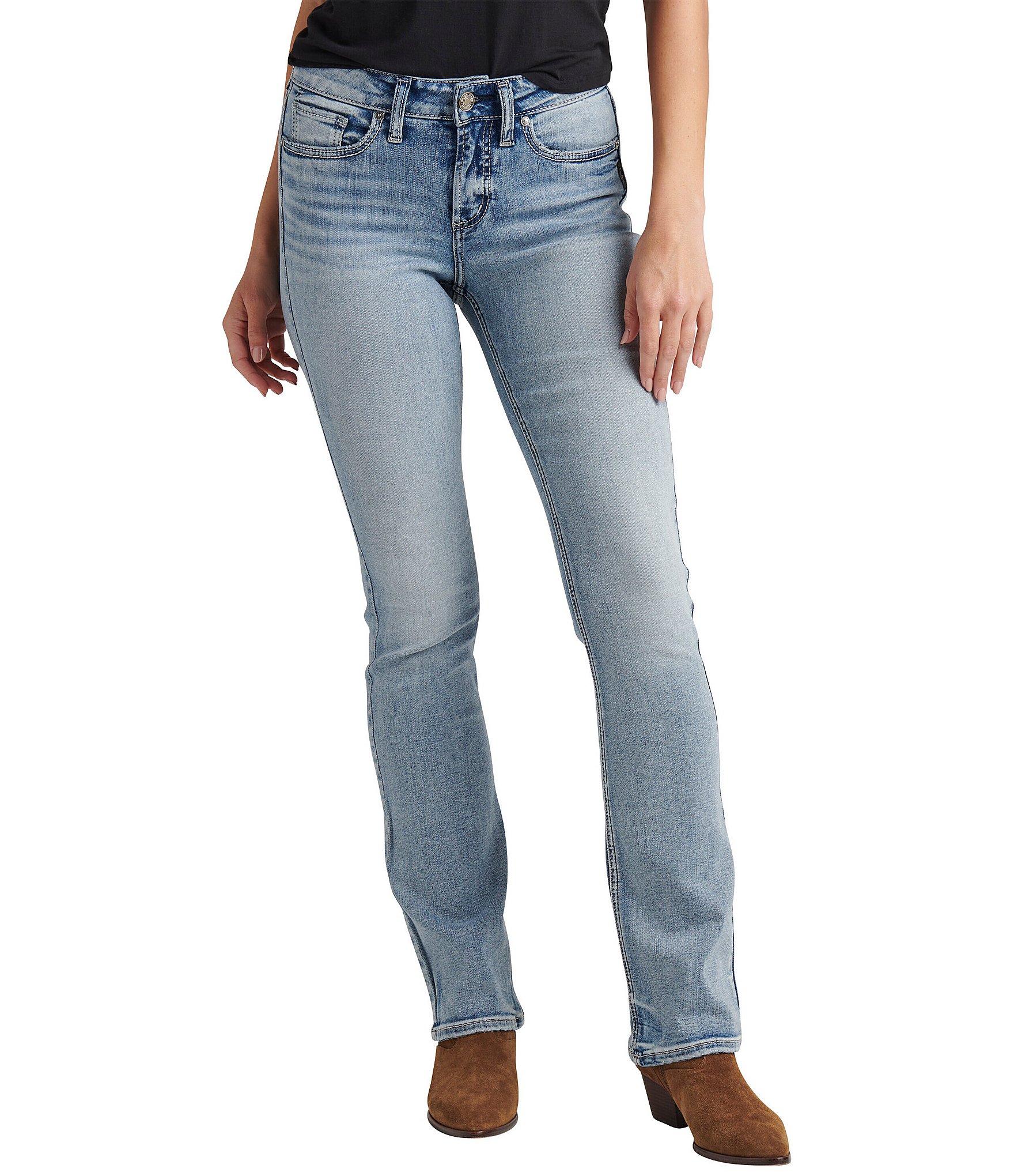 Silver Jeans Co. Suki Mid Rise Exposed Button-Fly Slim Bootcut