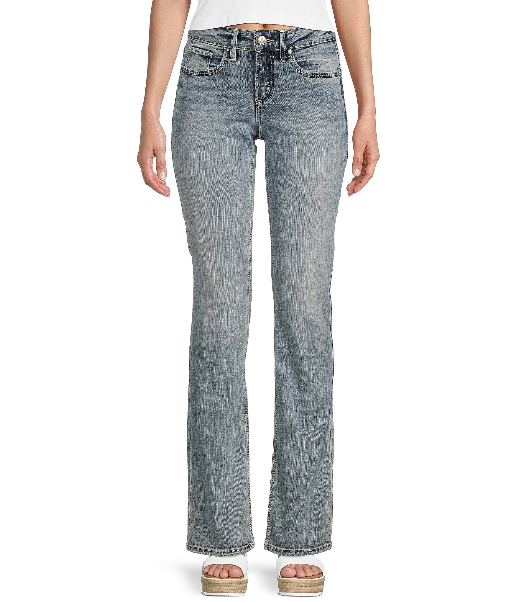 Silver Jeans Co. Suki Mid Rise Power Stretch Slim Bootcut Jeans | Dillard's