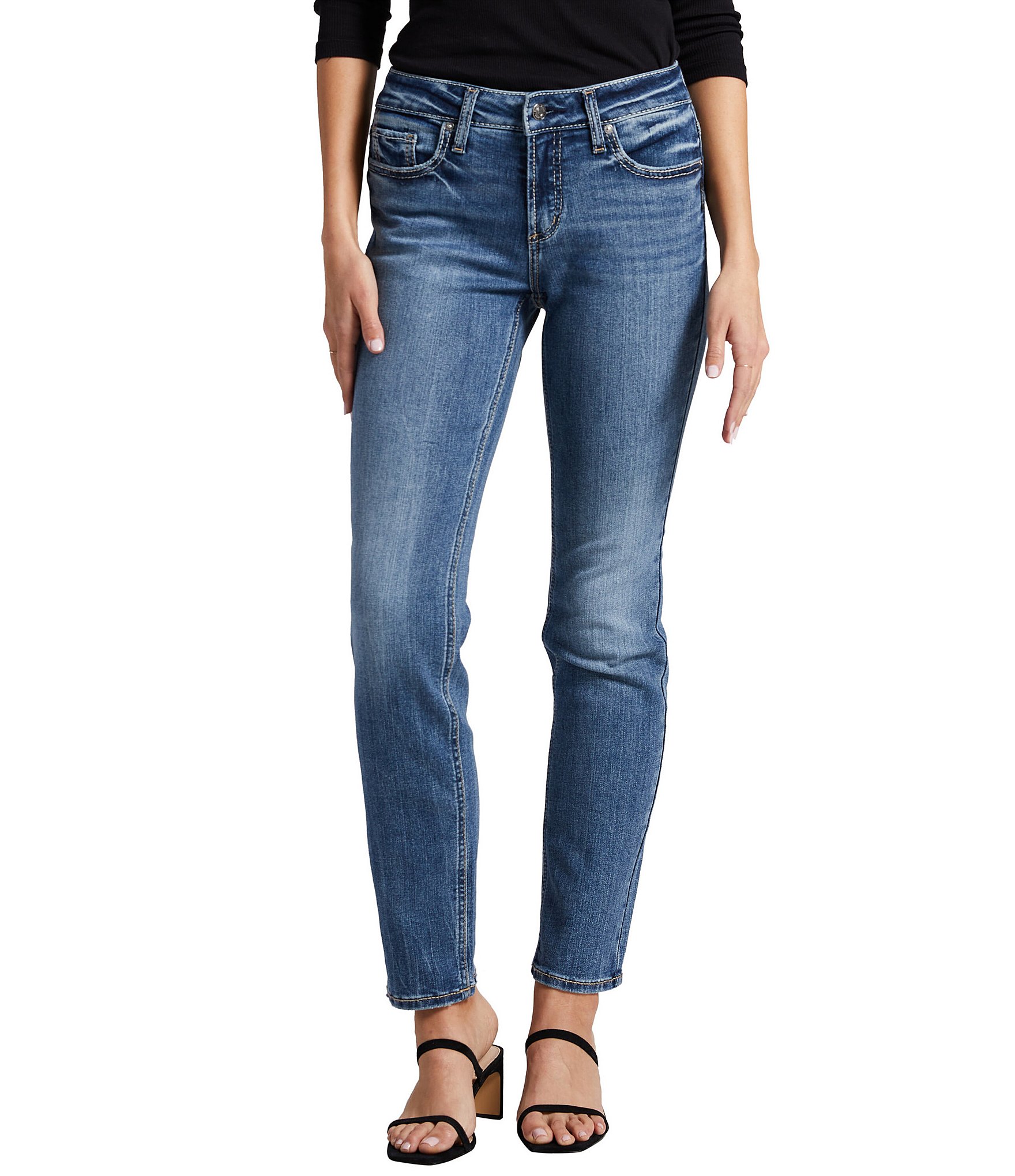 Silver Jeans Co. Suki Mid Rise Stretch Straight Leg Jeans | Dillard's