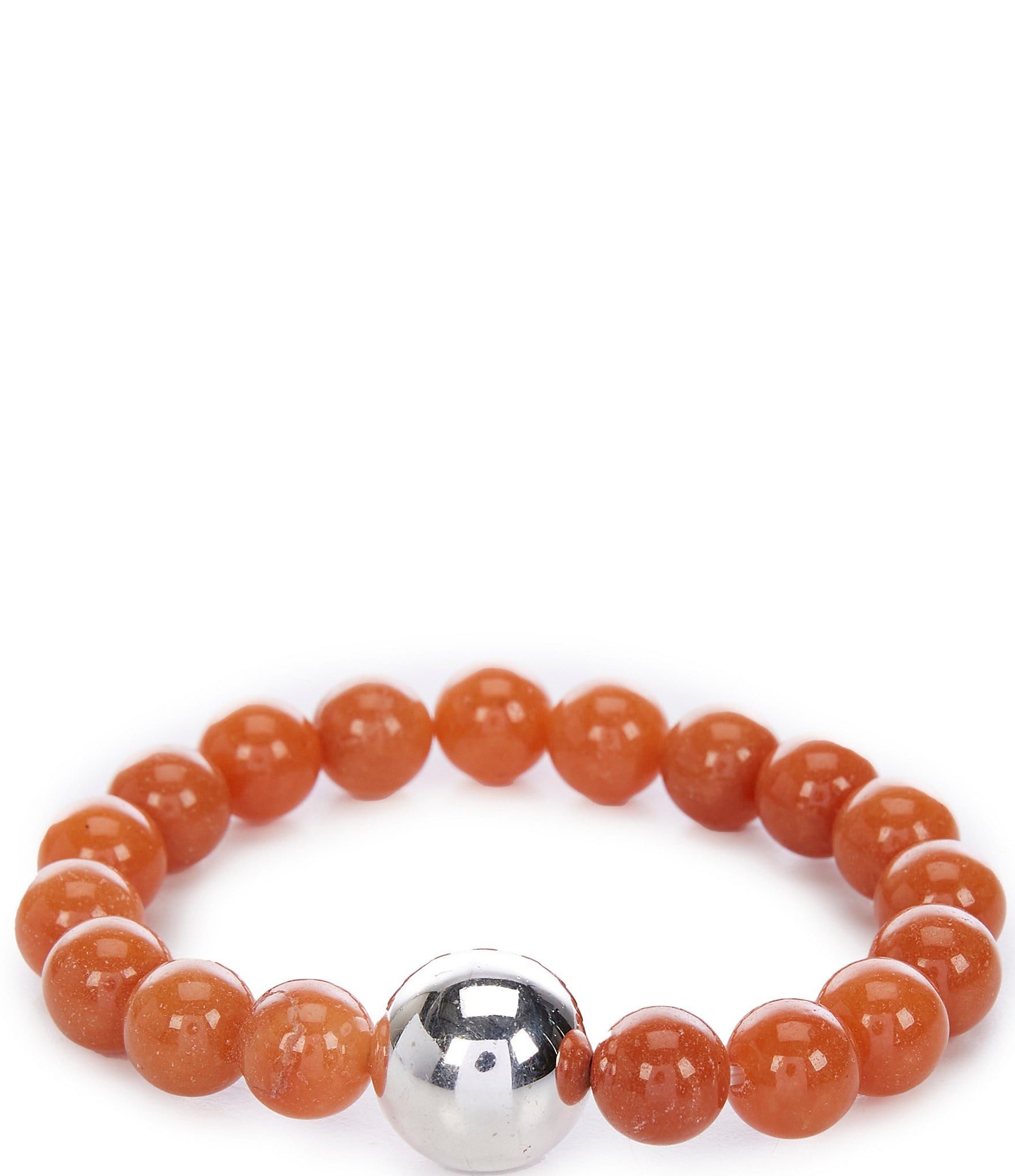 Simon Sebbag Apricot Jade Sterling Silver Stretch Bracelet