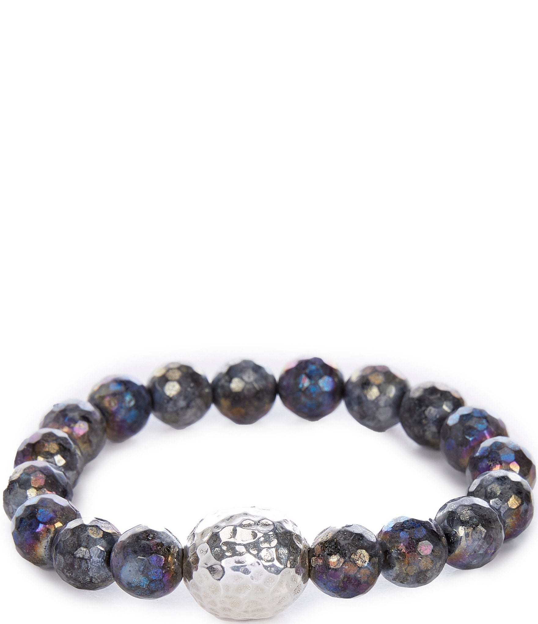 Simon Sebbag Faceted Rainbow Labradorite Sterling Silver Stretch ...