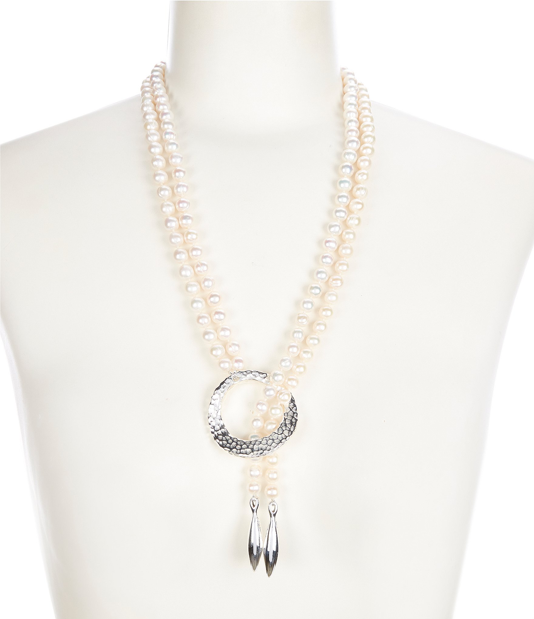 Simon Sebbag Freshwater Pearl Lariat Long Strand Necklace