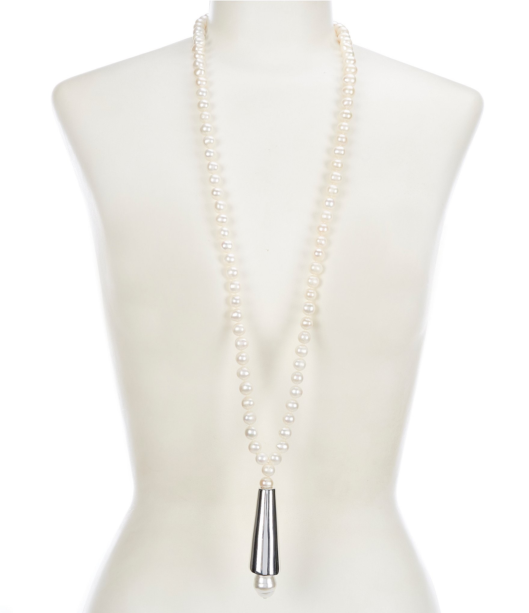 Simon Sebbag Long Pearl Pendant Necklace