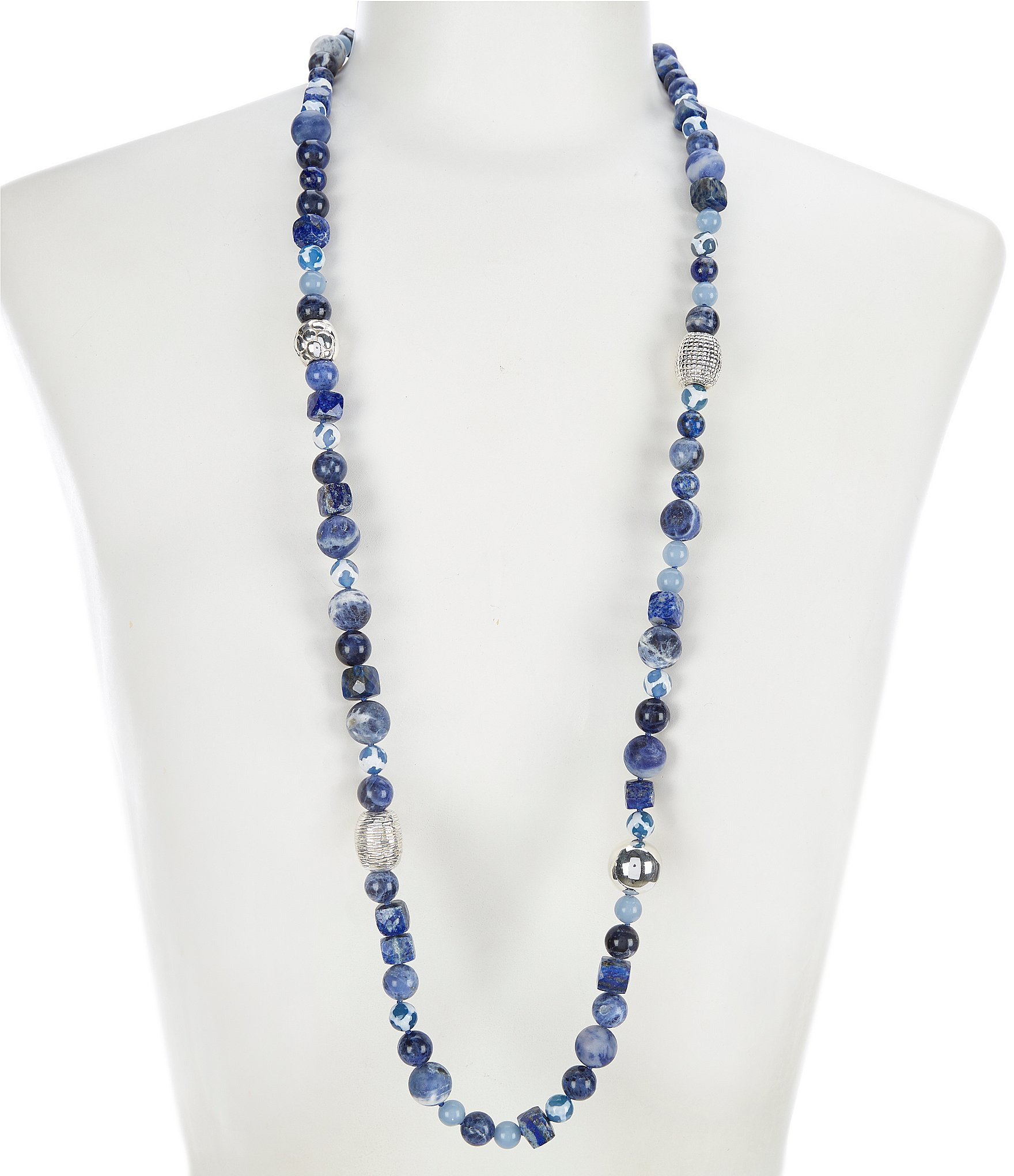 Simon Sebbag Mixed Semi Precious Stone Long Strand Necklace 