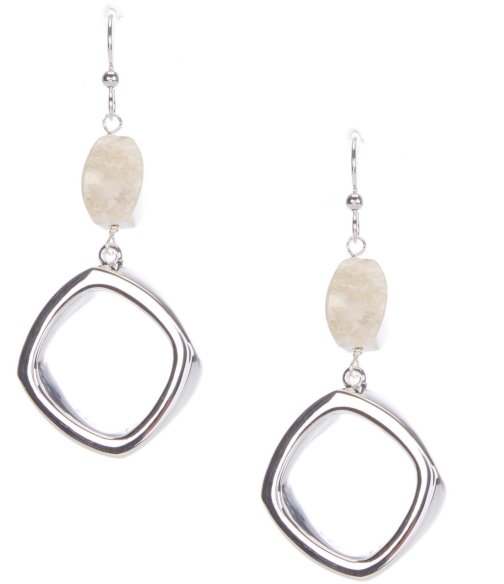 Simon Sebbag Open Sterling Silver Wire Drop Earrings