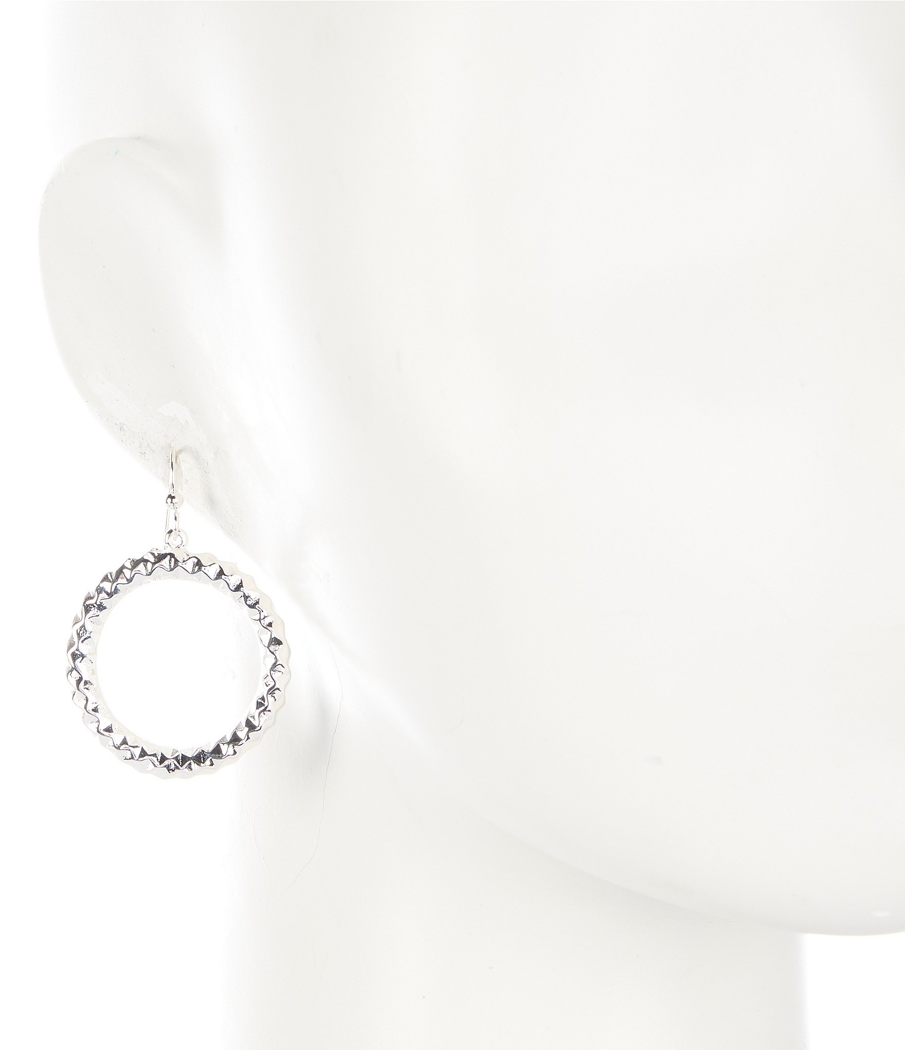 Simon Sebbag Sterling Silver Diamond Cut Open Drop Earrings