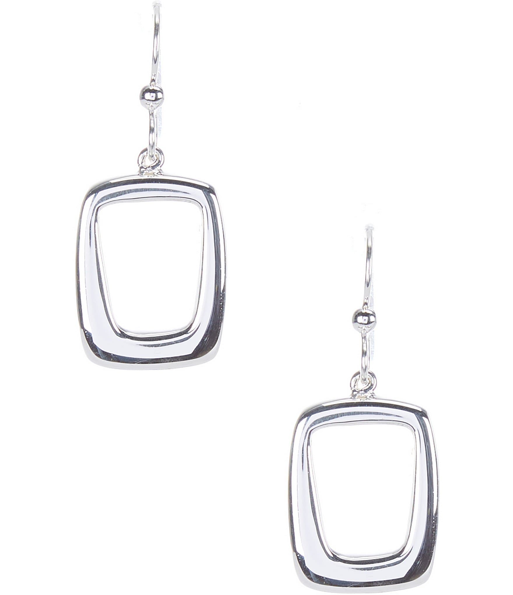 Silver Textured Square Drop Oversized Door Knocker Earrings  In The Style  Australia