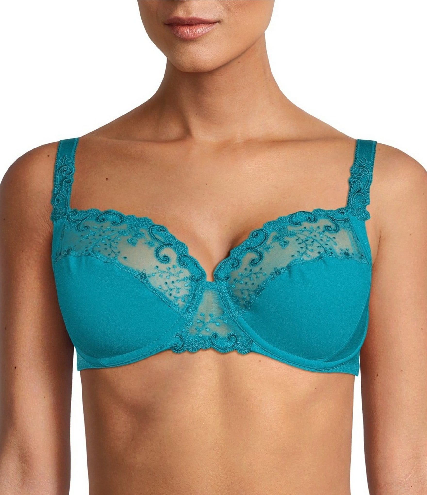 POUR MOI AMOUR 1502 Teal mix FULL CUP EMBROIDERED UNDERWIRED BRA SIZE 30E