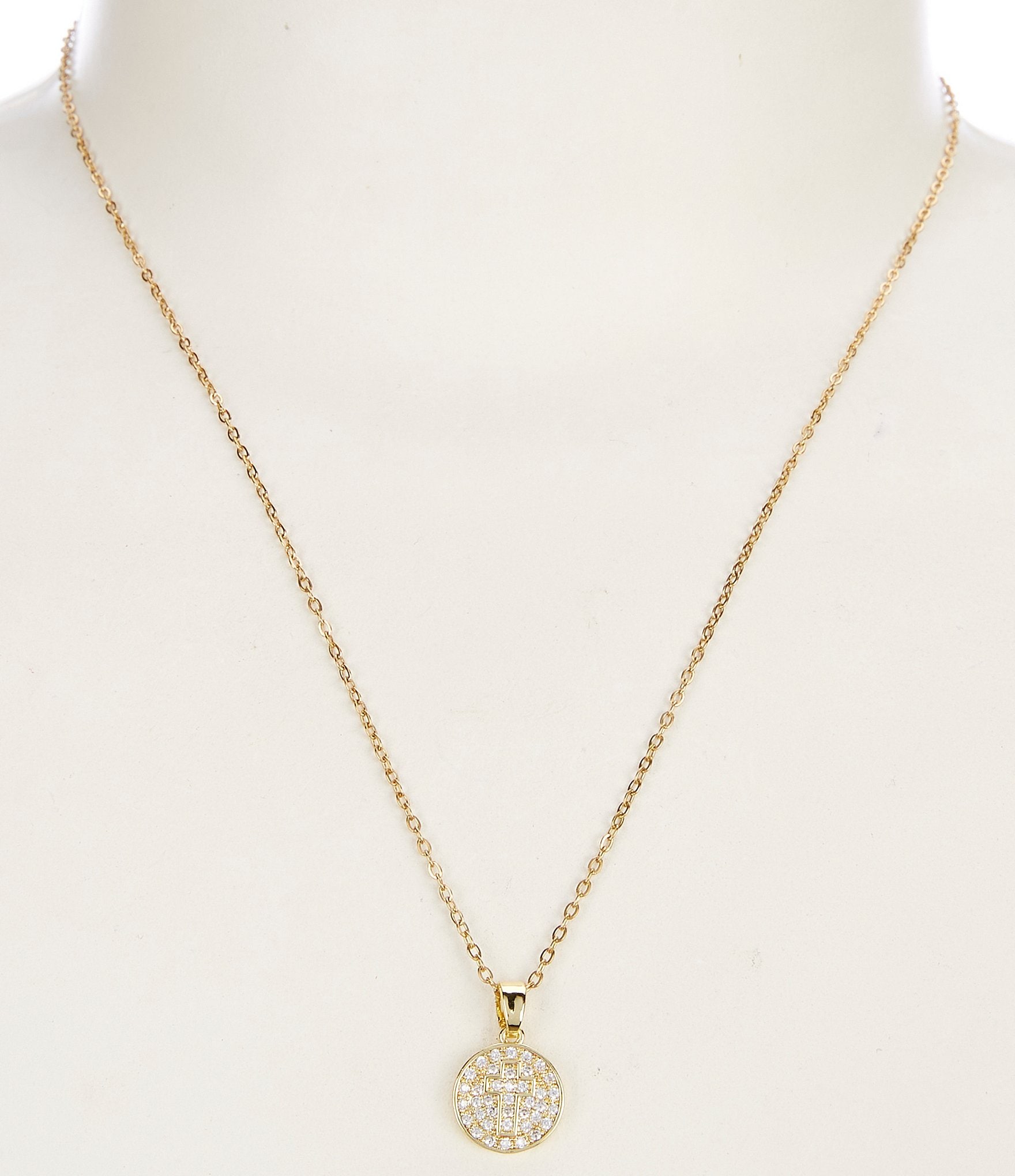 Simplicity Pave Coin Short Pendant Necklace