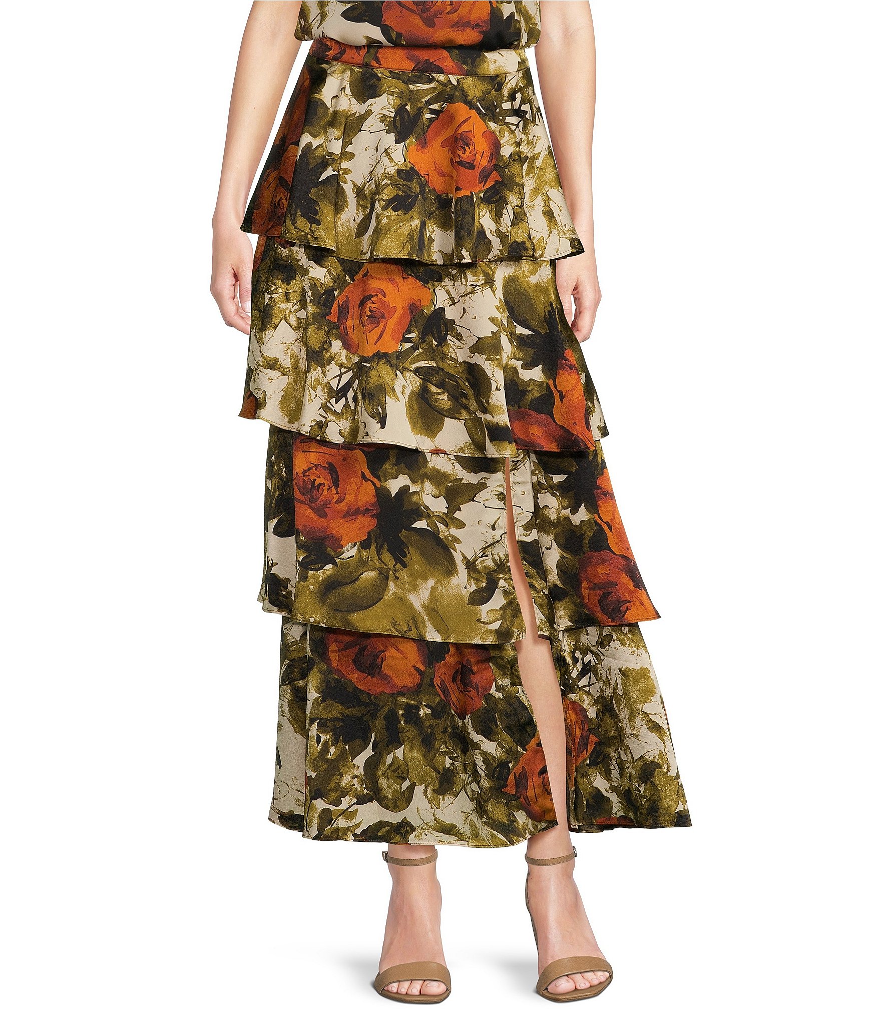 Skies Are Blue Floral Tiered Coordinating Maxi Skirt