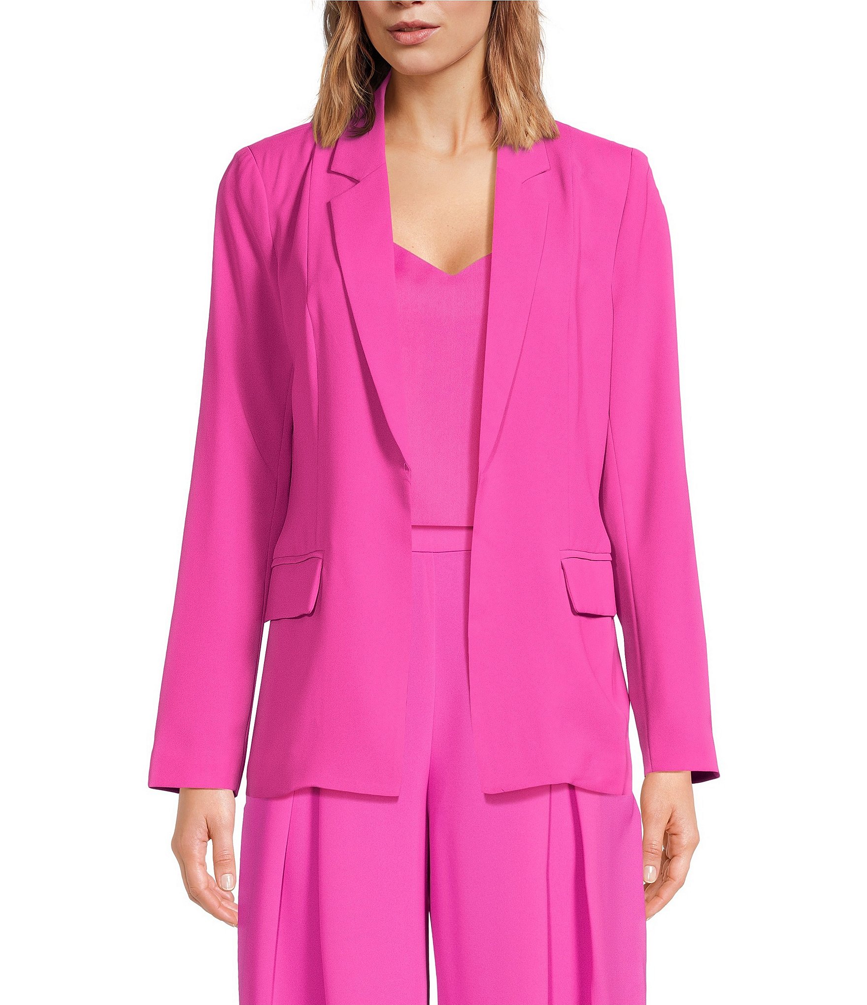 Donna Karan Single Breasted Button Front Wool Cashmere Blend Reefer Coat