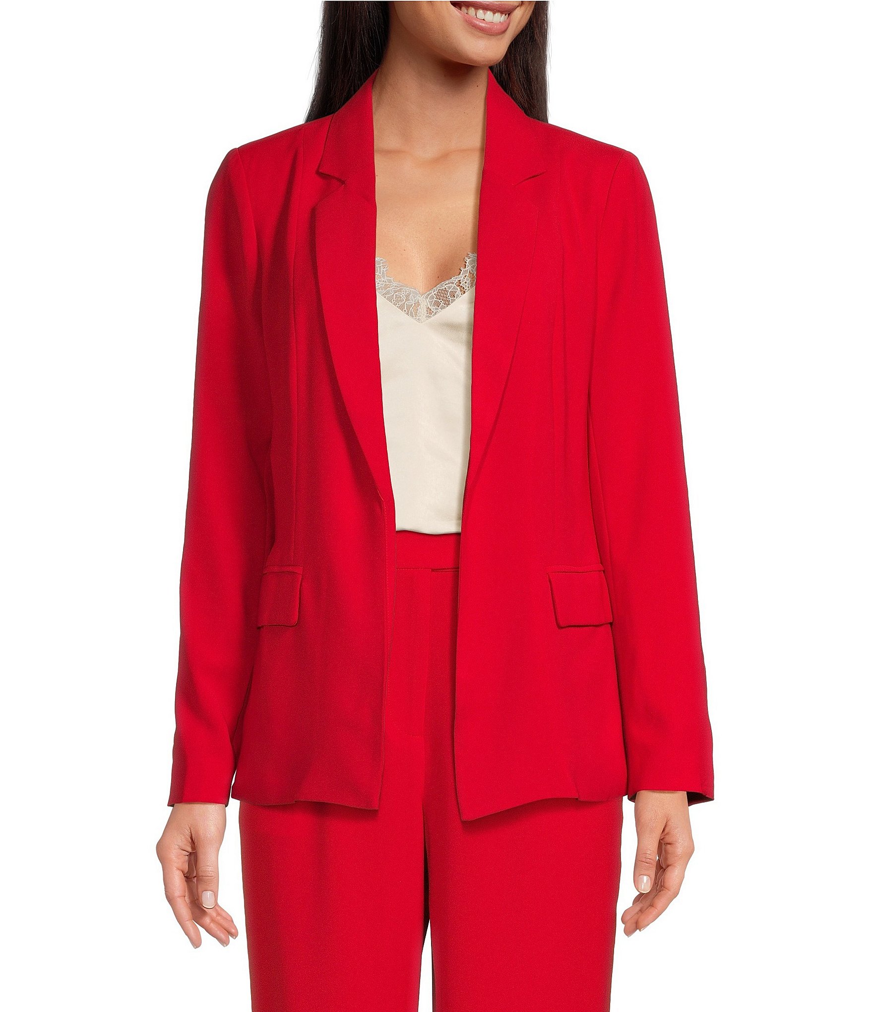 Skies Are Blue Notch Lapel Long Sleeve Flap Pocket Open Front Coordinating  Blazer | Dillard's