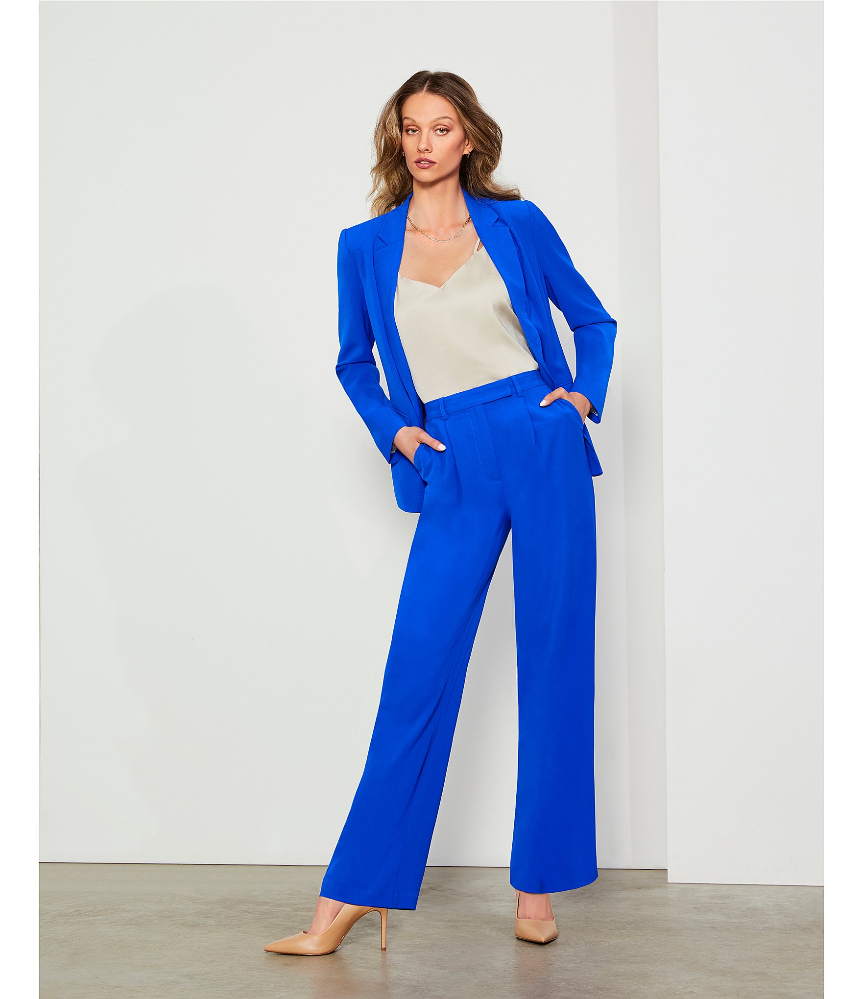 Skies Are Blue Notch Lapel Long Sleeve Flap Pocket Open Front Coordinating Blazer