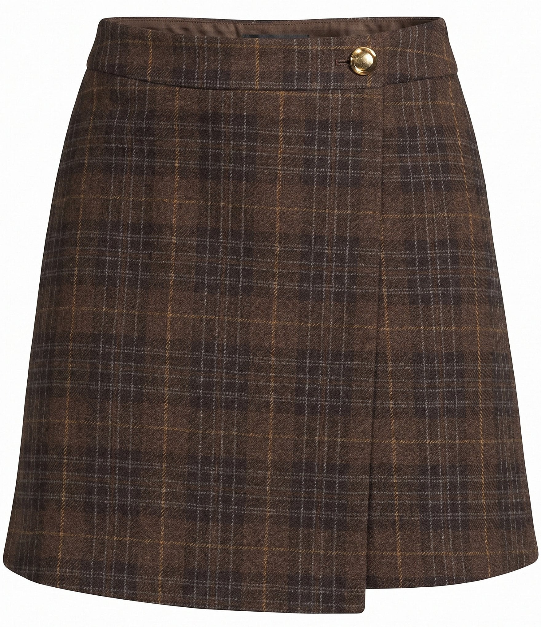 Skies Are Blue Plaid Patterned A-Line Wrap Mini Skirt