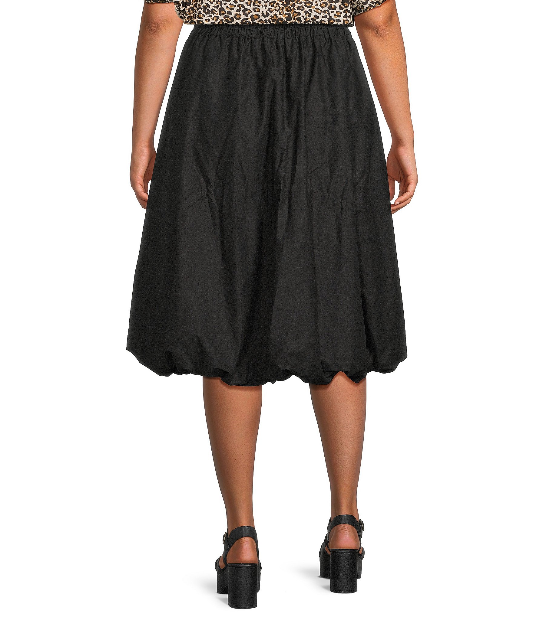 Skies Are Blue Plus Size Poplin Bubble Midi Skirt