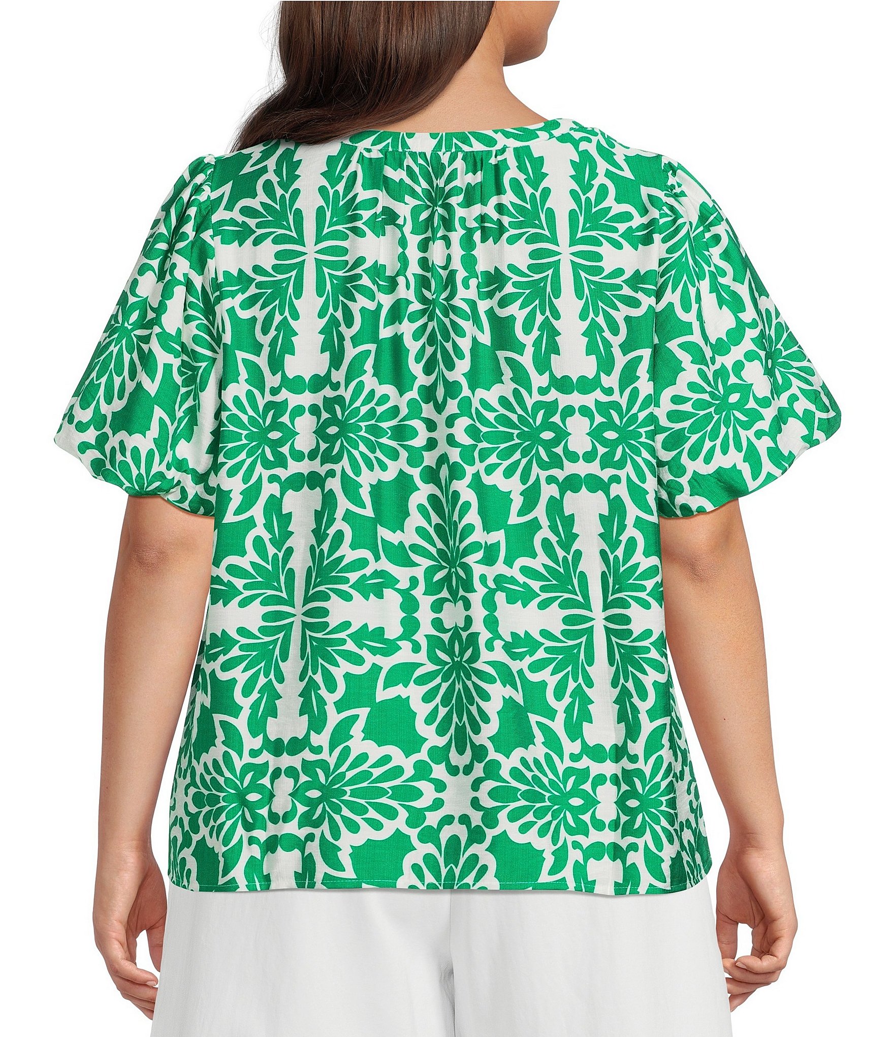 Skies Are Blue Plus Size Bubble Short Sleeve Blouse