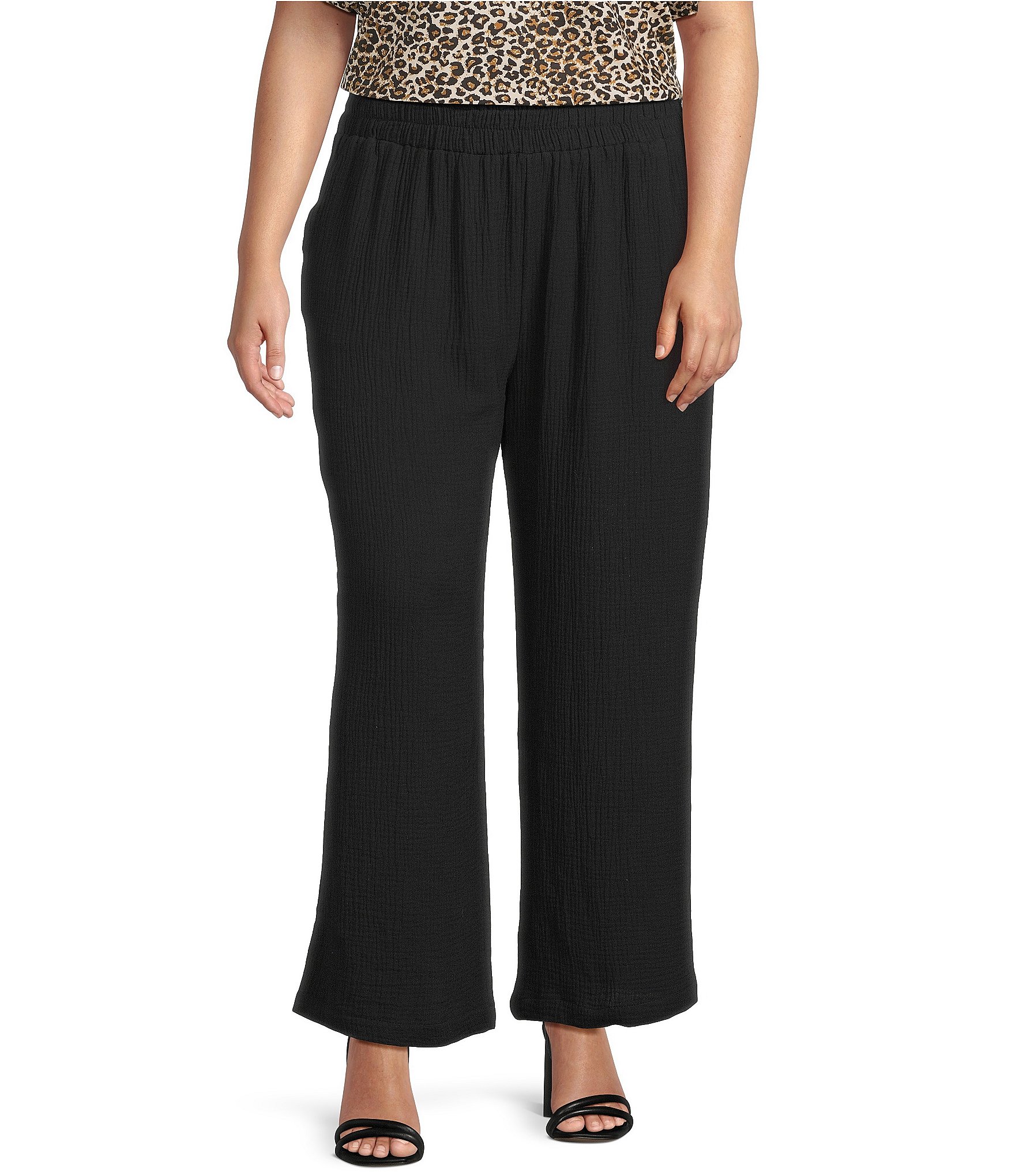 Skies Are Blue Plus Size Double Gauze Wide Leg Pants