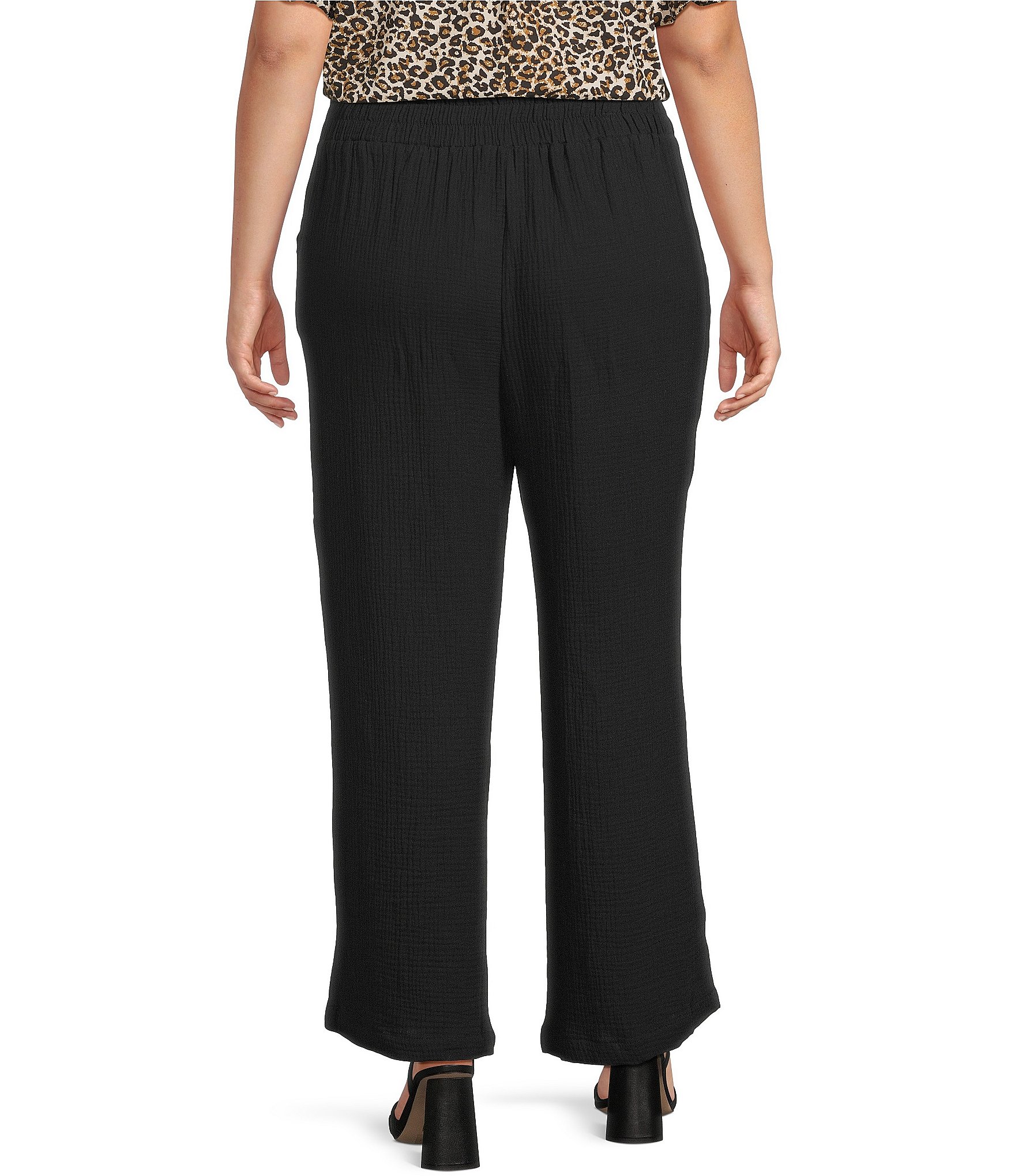 Skies Are Blue Plus Size Double Gauze Wide Leg Pants