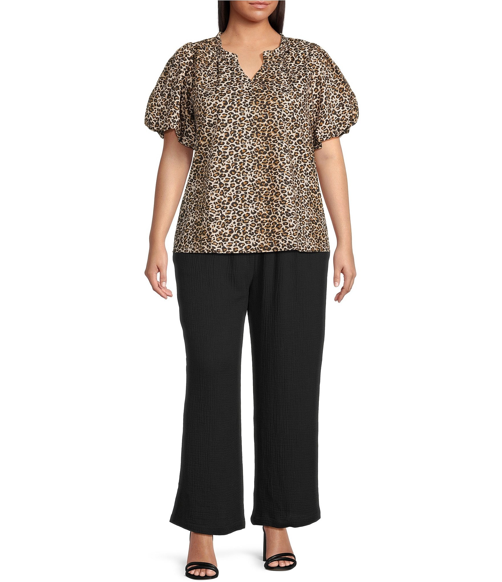 Skies Are Blue Plus Size Double Gauze Wide Leg Pants