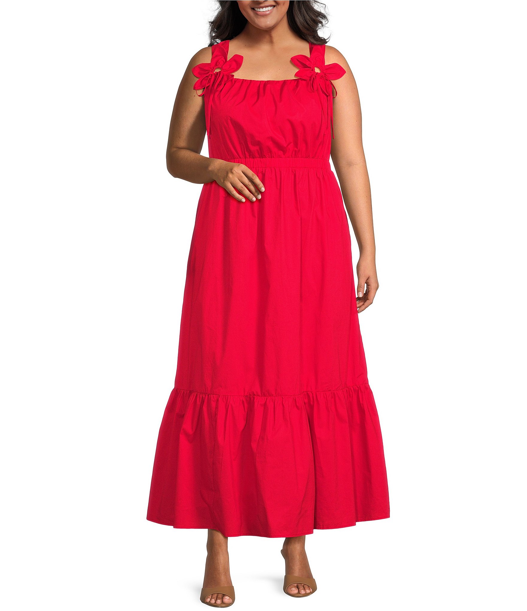 Skies Are Blue Plus Size Petal Detail Tiered Maxi Dress