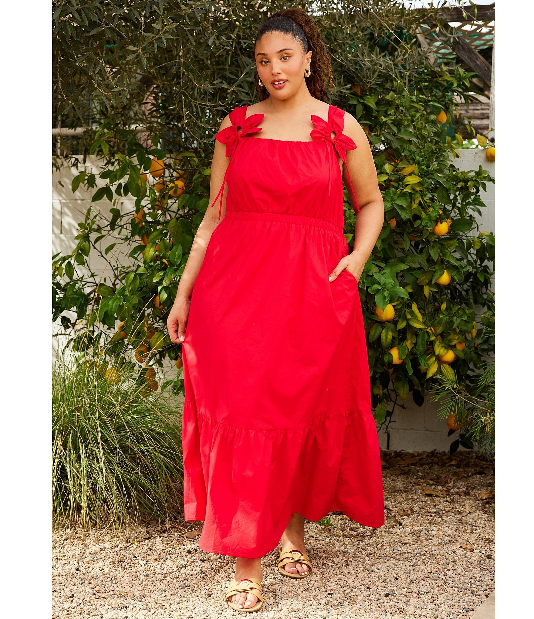 Skies Are Blue Plus Size Petal Detail Tiered Maxi Dress