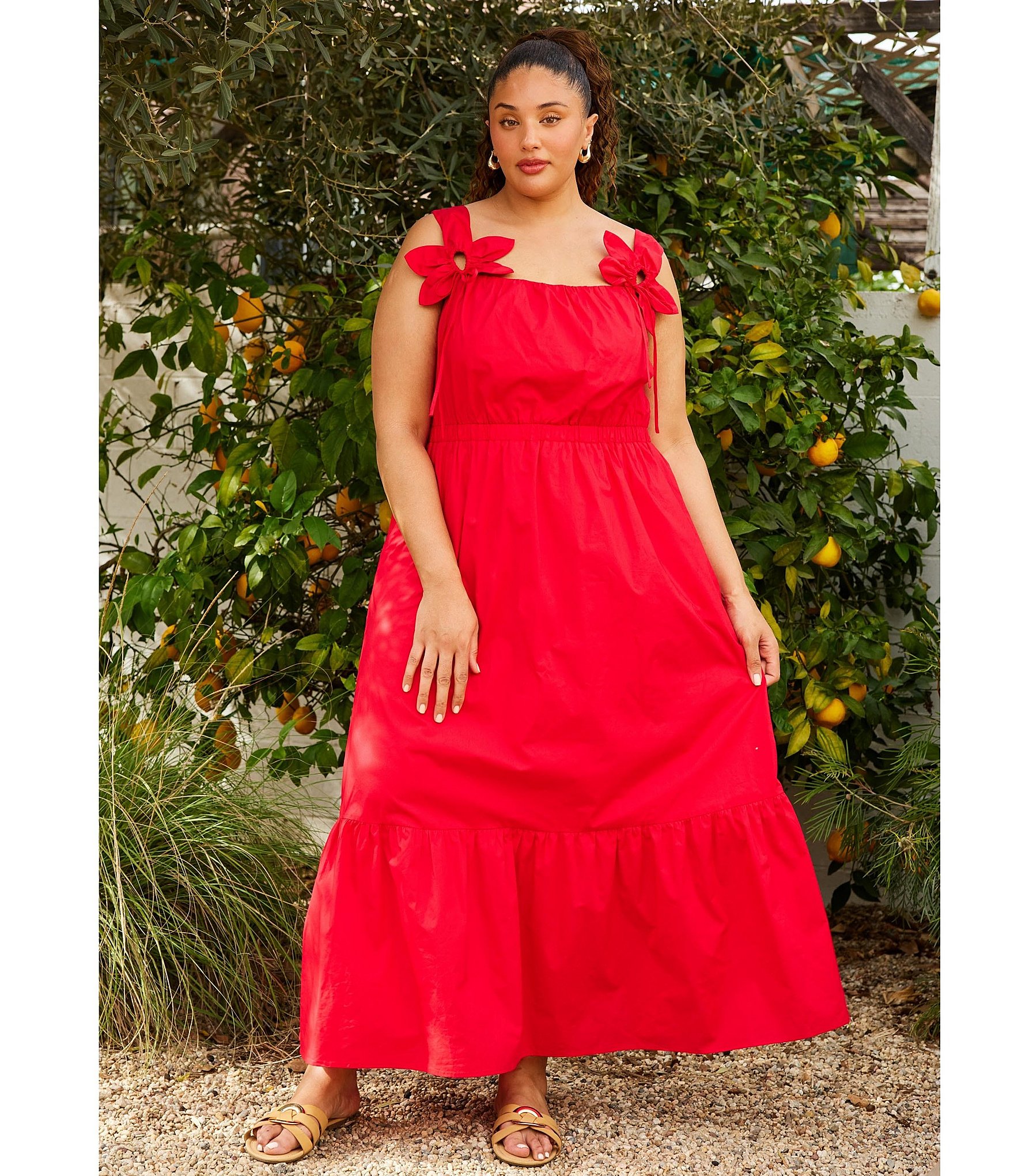 Skies Are Blue Plus Size Petal Detail Tiered Maxi Dress