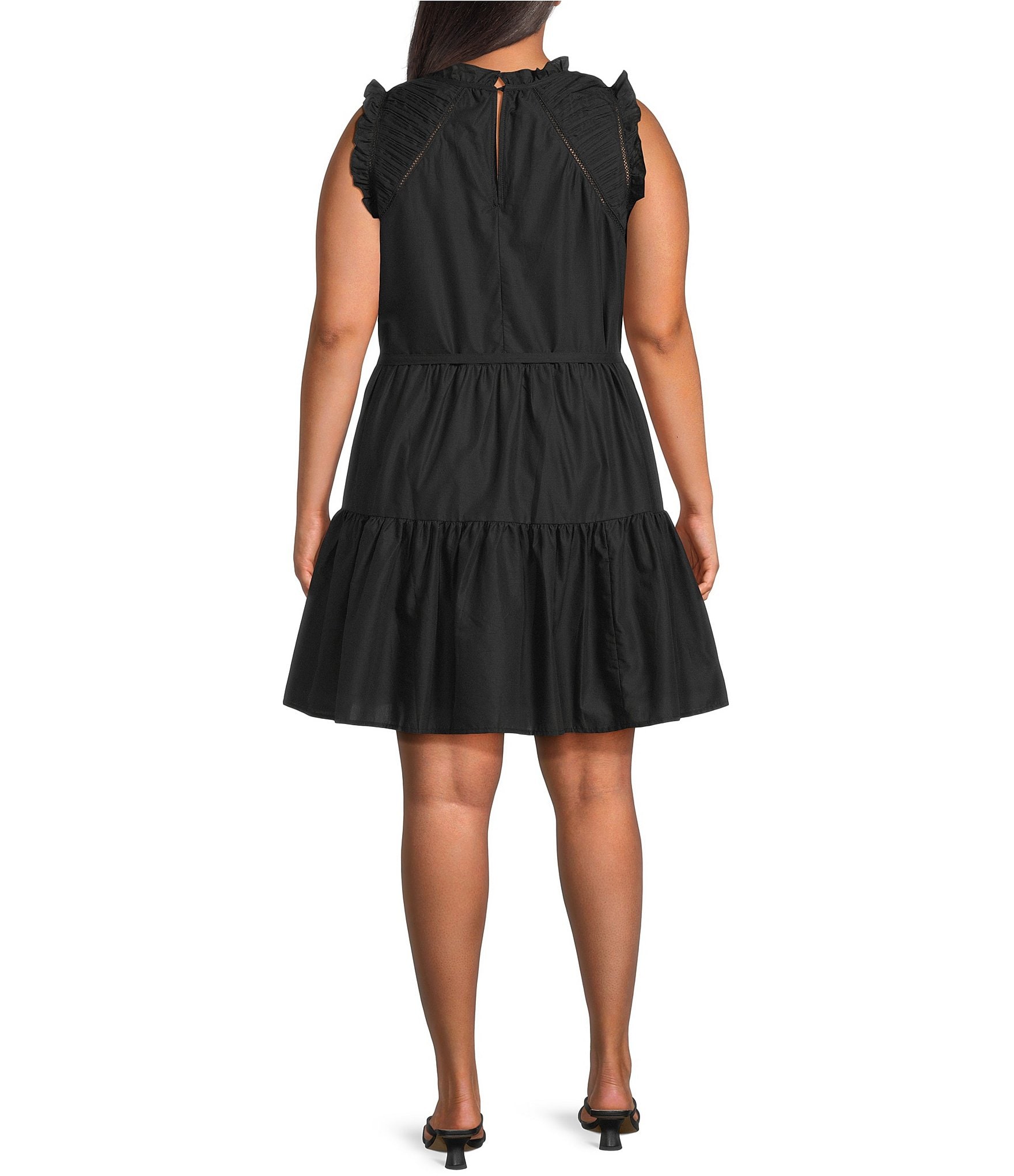 Skies Are Blue Plus Size Ruffle Ladder Lace Baby Doll Mini Dress
