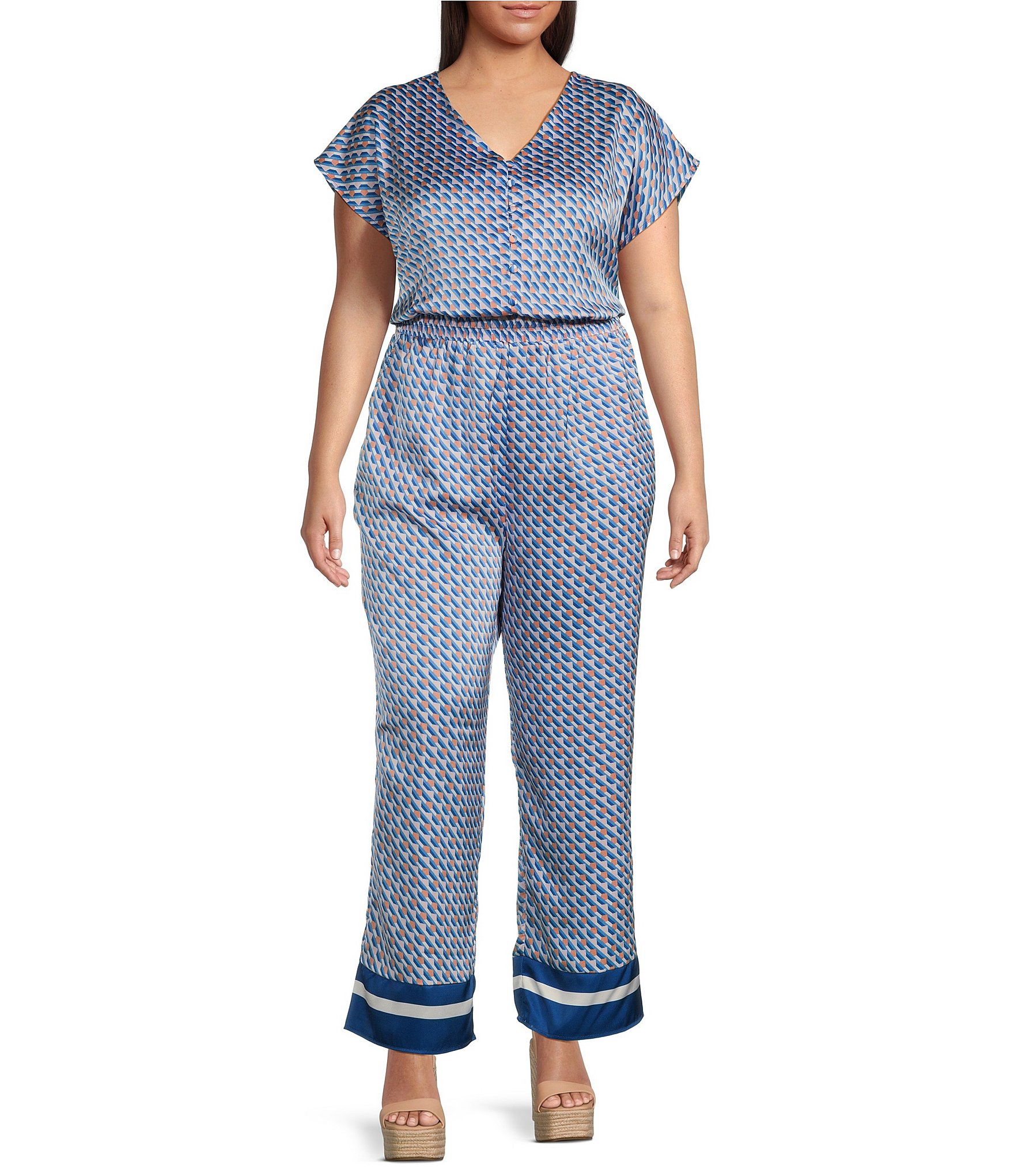 Skies Are Blue Plus Size Sleeveless Bandana-Printed Jumpsuit | Dillard's